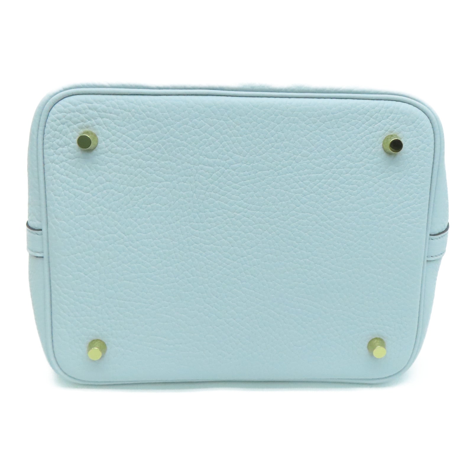 HERMES Clemence皮革Picotin MM金扣手挽袋Blue Brume/淺藍色