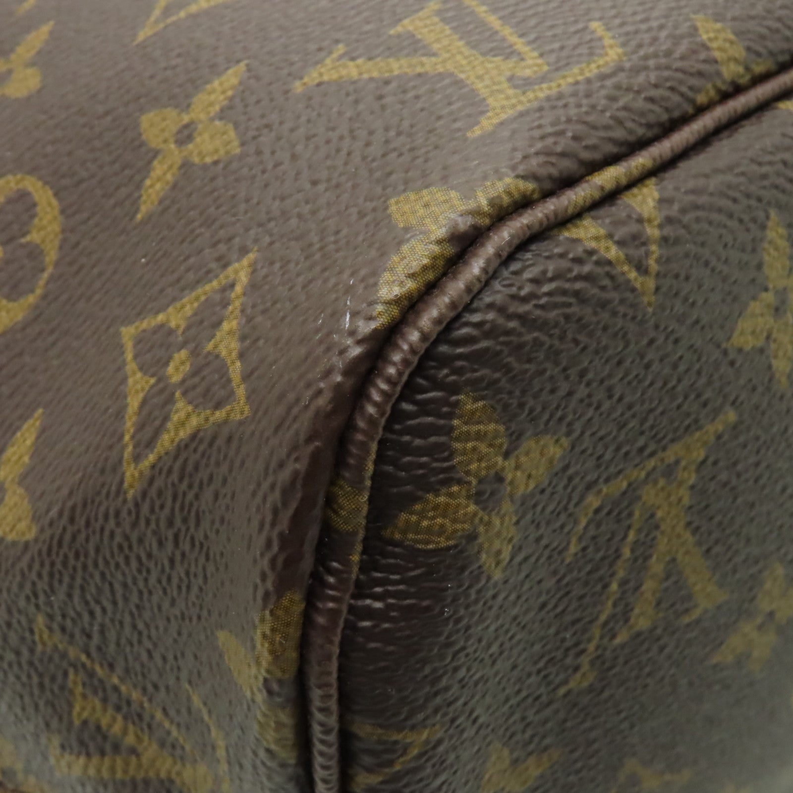 LOUIS VUITTON Monogram Neverfull MM金扣手挽袋啡色