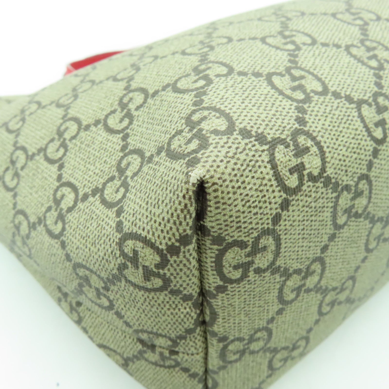 GUCCI 塗層帆布Handbag銀扣手挽袋啡色/紅色