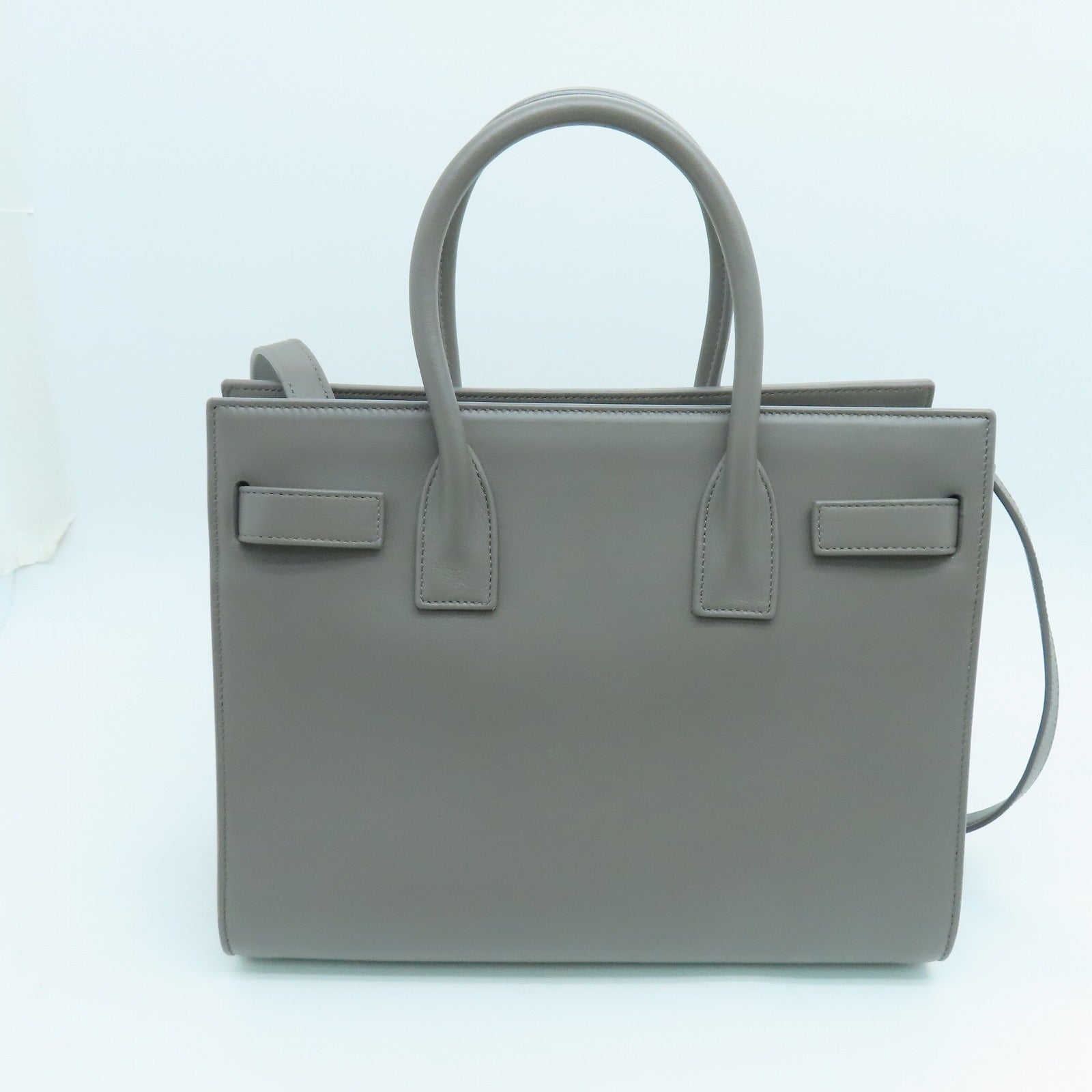 SAINT LAURENT 牛皮皮革Sac De Jour金扣手挽肩背兩用袋灰色