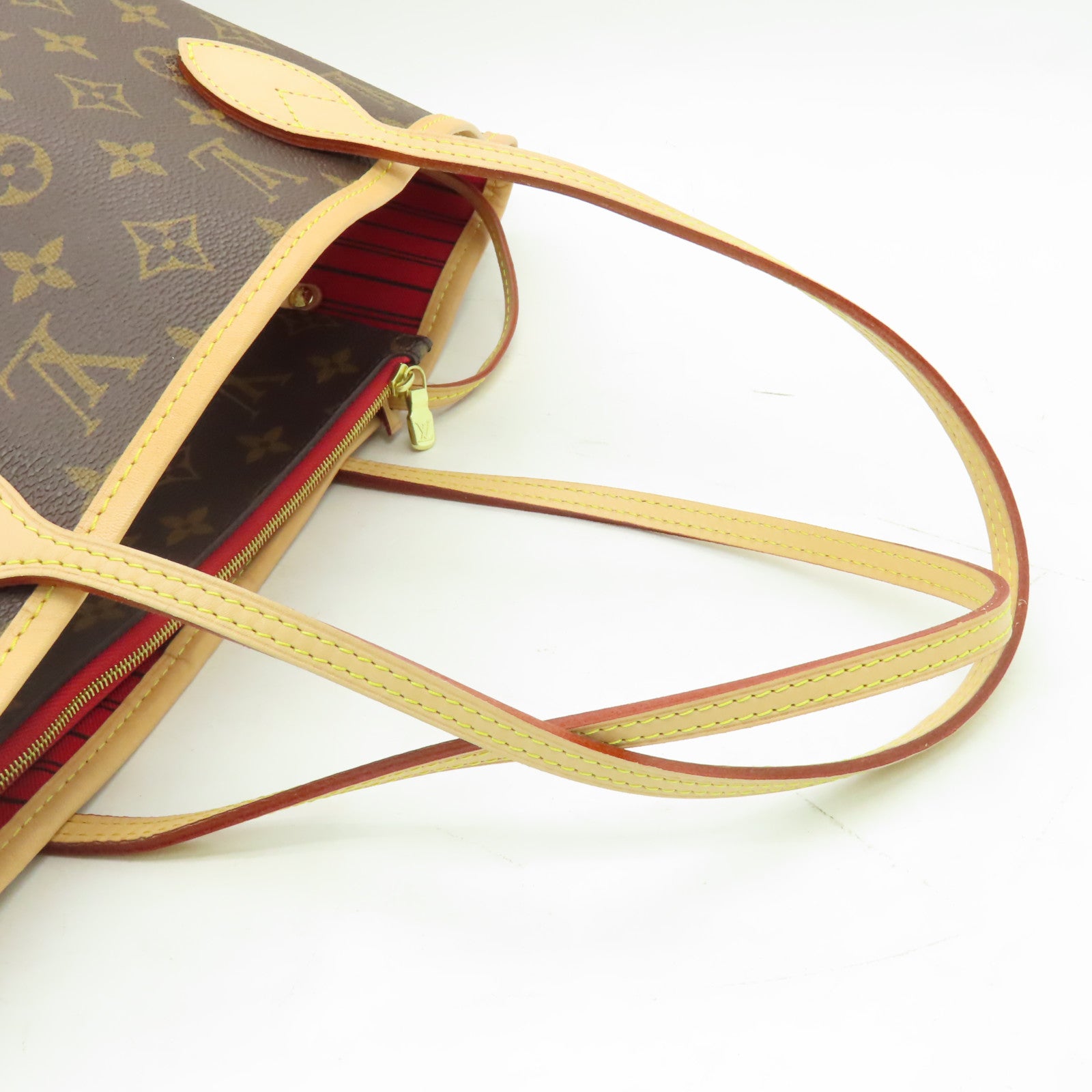 LOUIS VUITTON Monogram Neverfull MM金扣手挽袋啡色