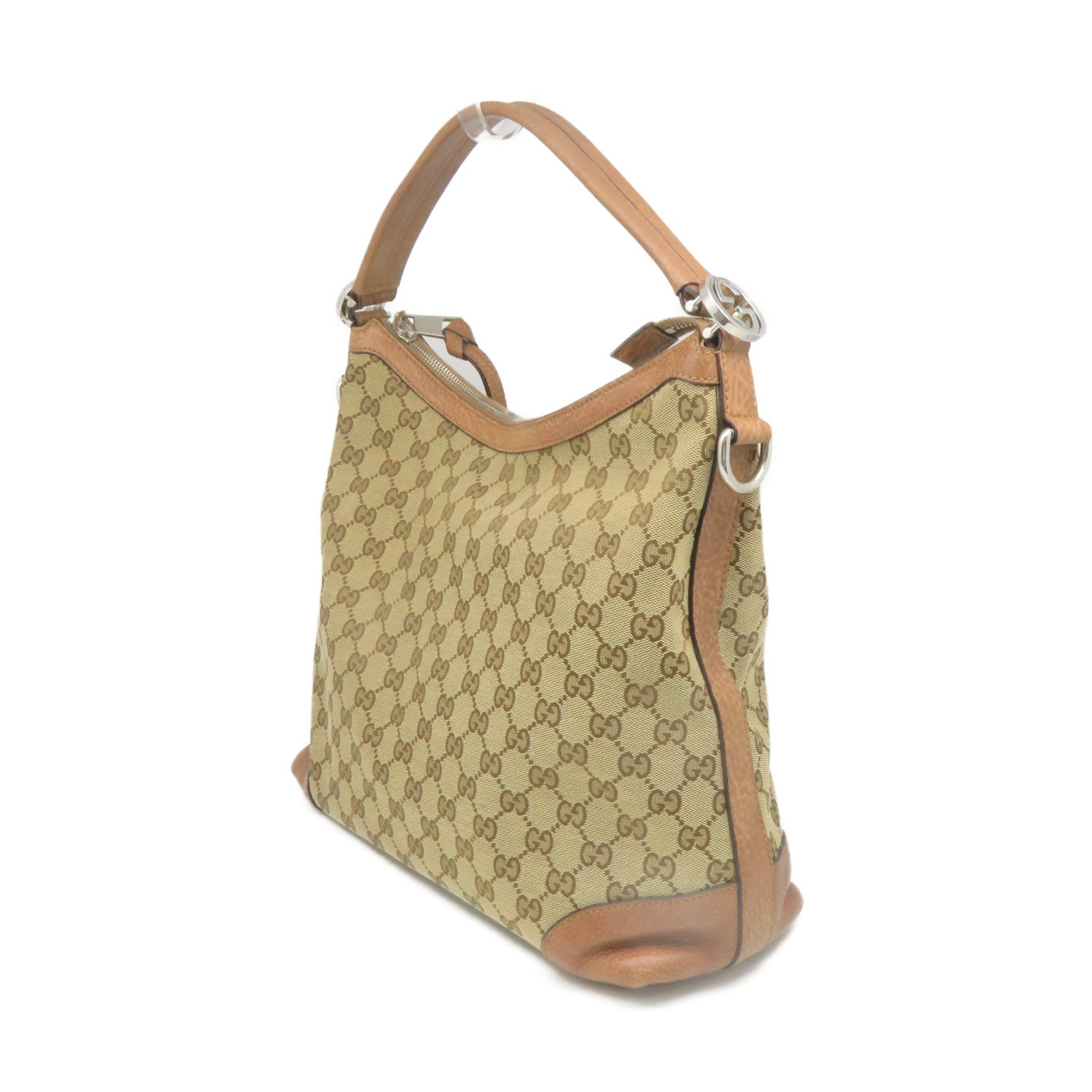 GUCCI GG Canvas Shoulder Bag Brown