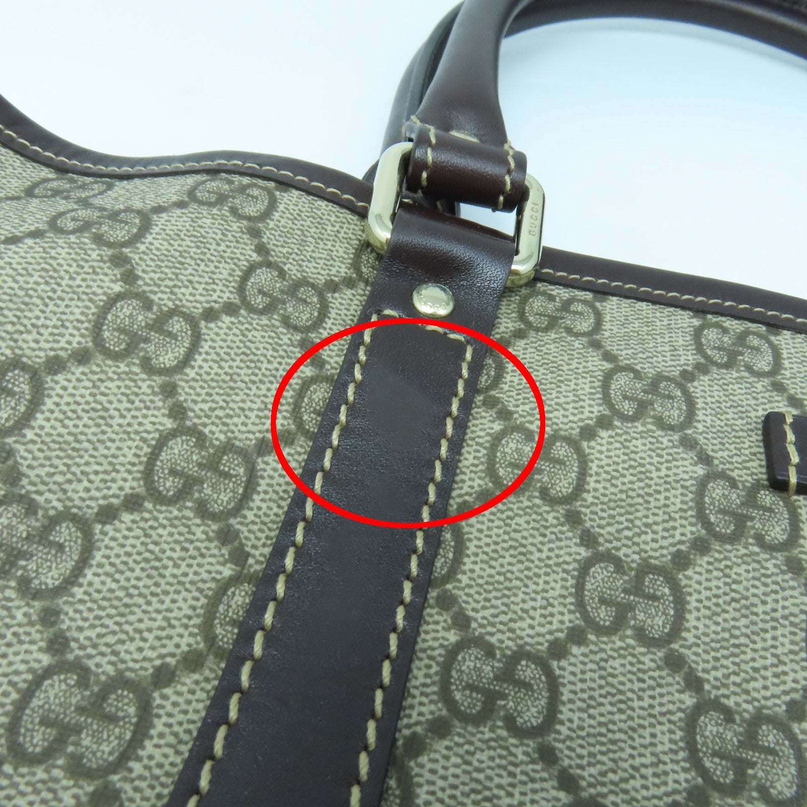 GUCCI 塗層帆布Tote Bag金扣手挽袋啡色