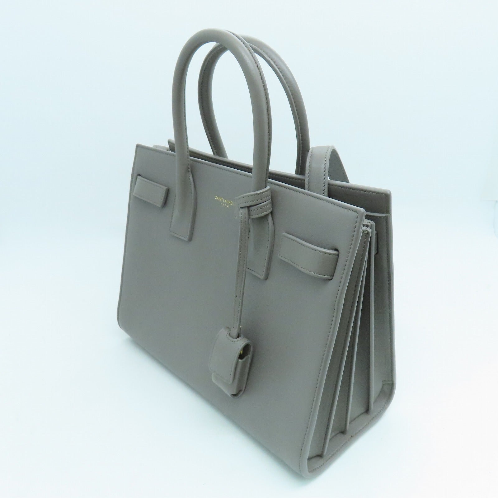 SAINT LAURENT 牛皮皮革Sac De Jour金扣手挽肩背兩用袋灰色