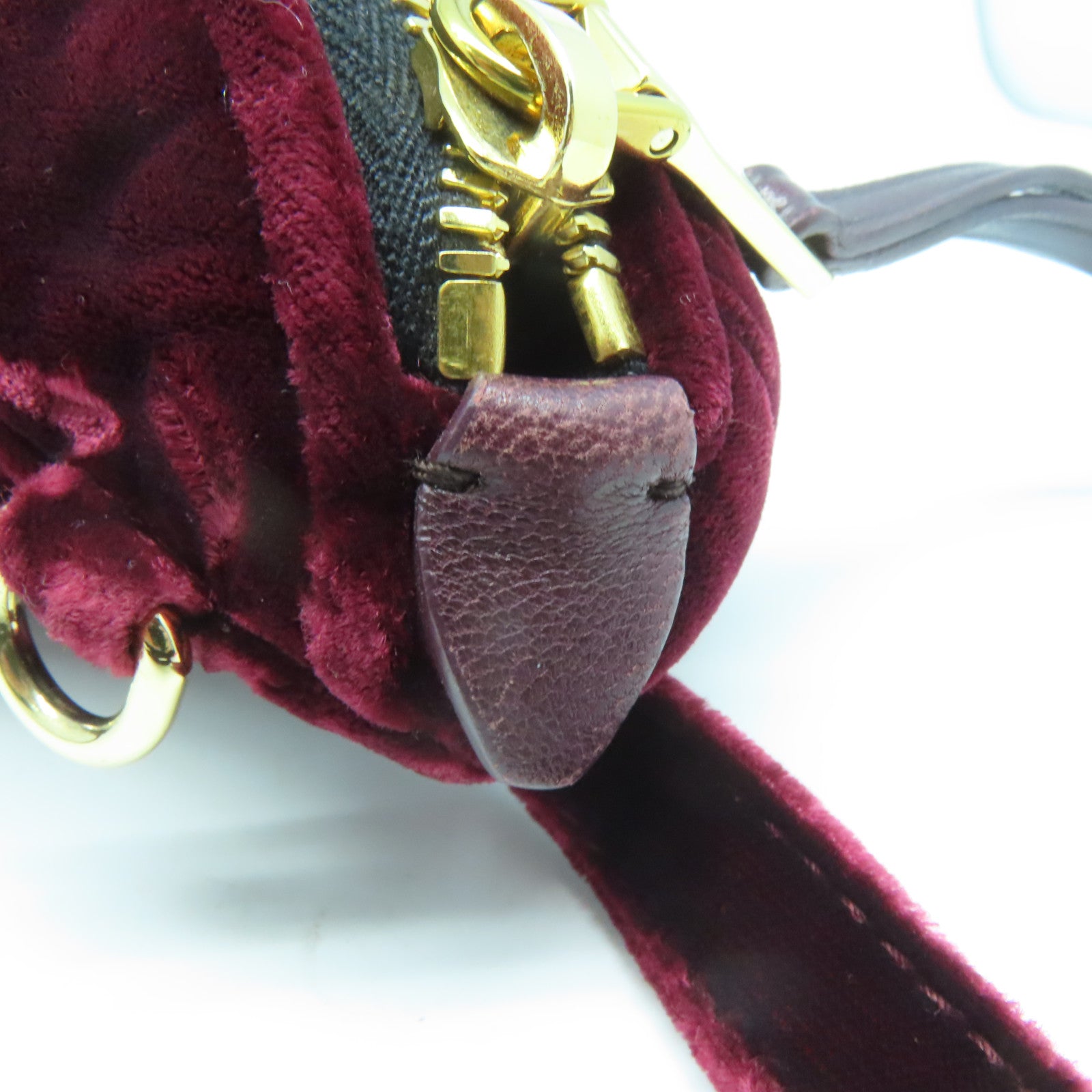 Miu Miu 天鵝絨Waist Bag金扣腰包酒紅色