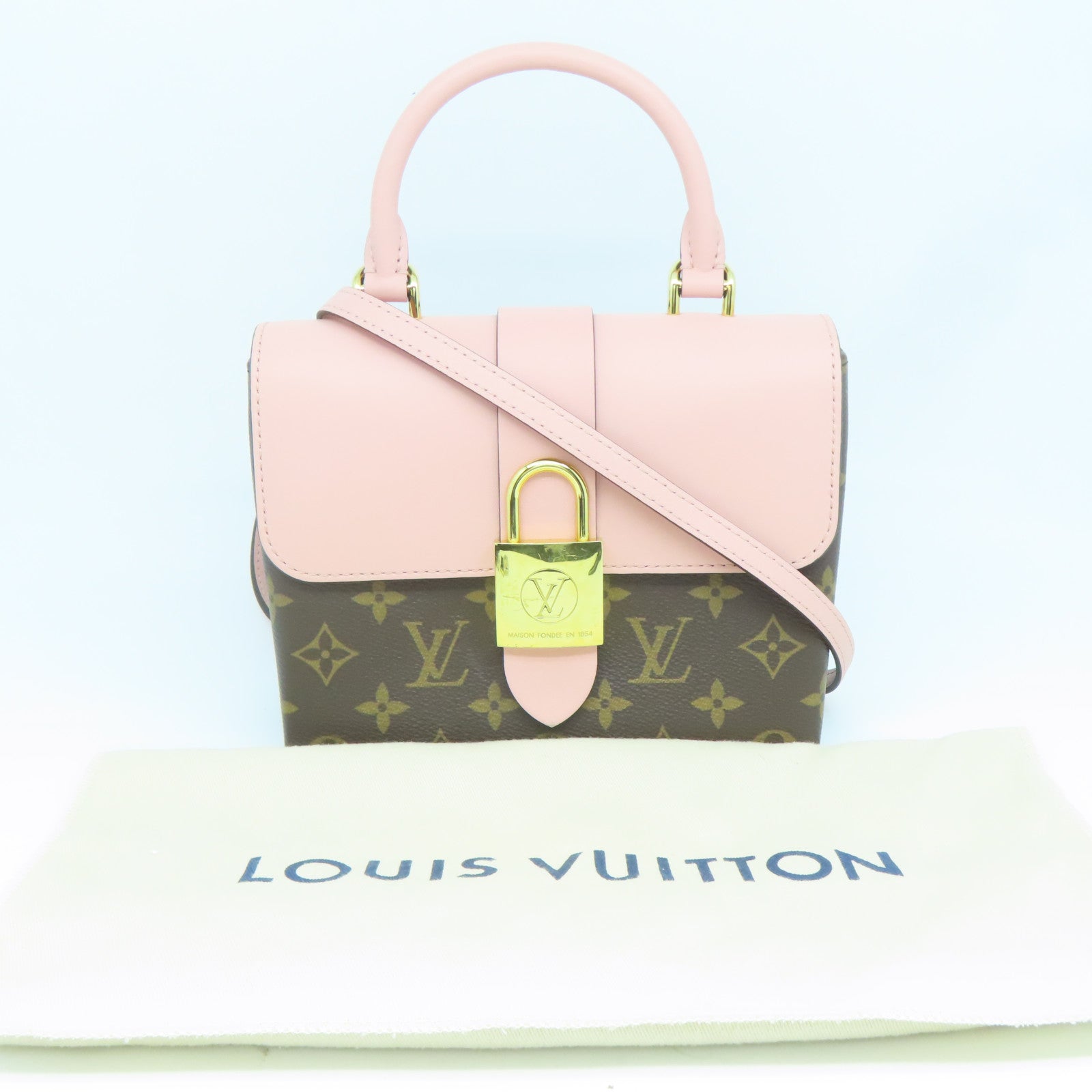 LOUIS VUITTON Monogram Locky BB金扣手挽肩背兩用袋粉紅色/啡色