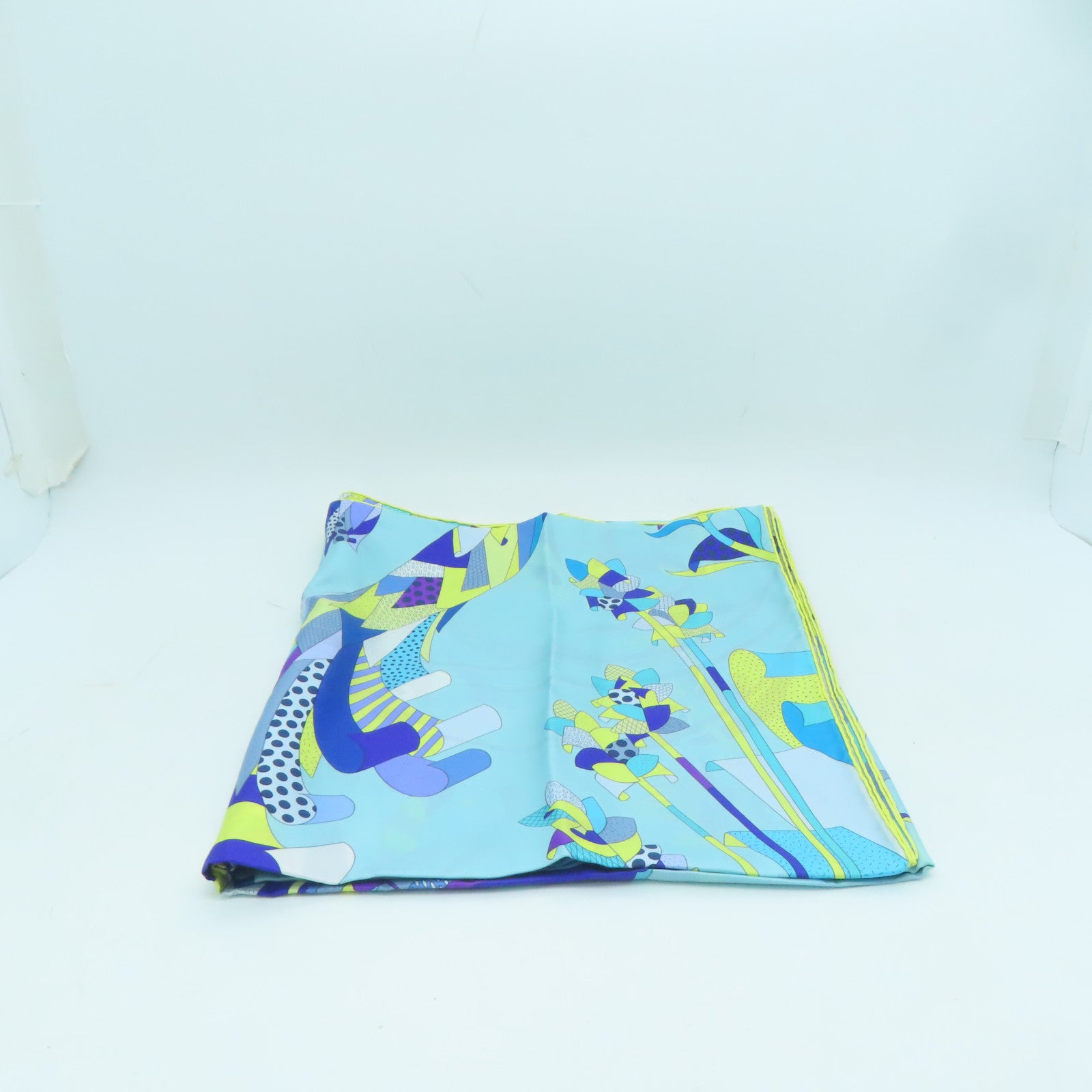 HERMES 絲質Scarf 140x140絲巾藍色/黃色