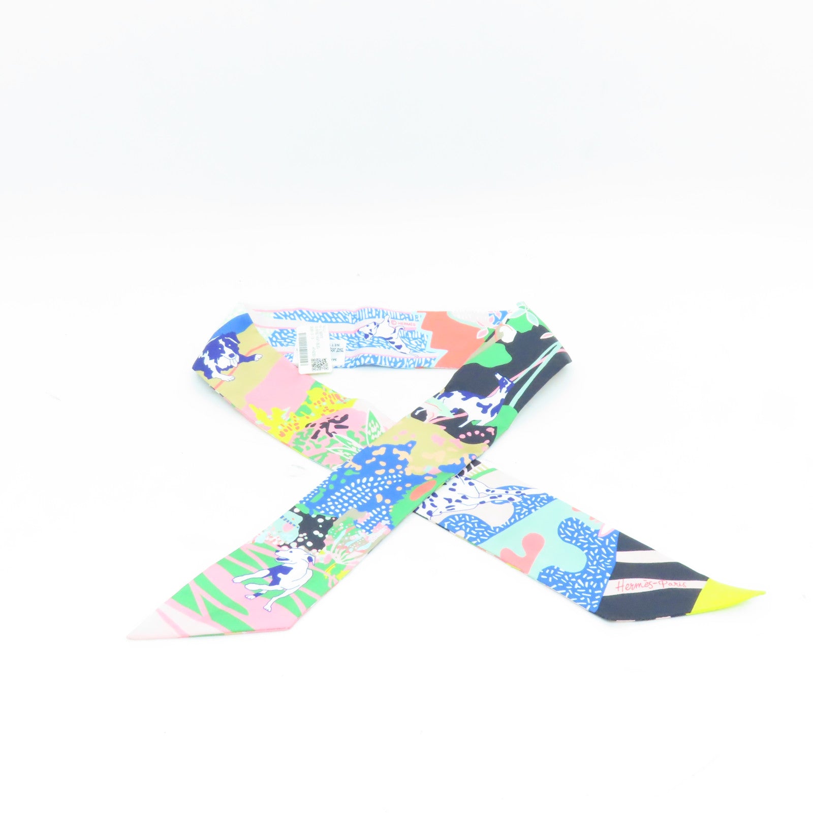 HERMES 【激減優惠】絲質Twilly絲巾粉紅色/彩色