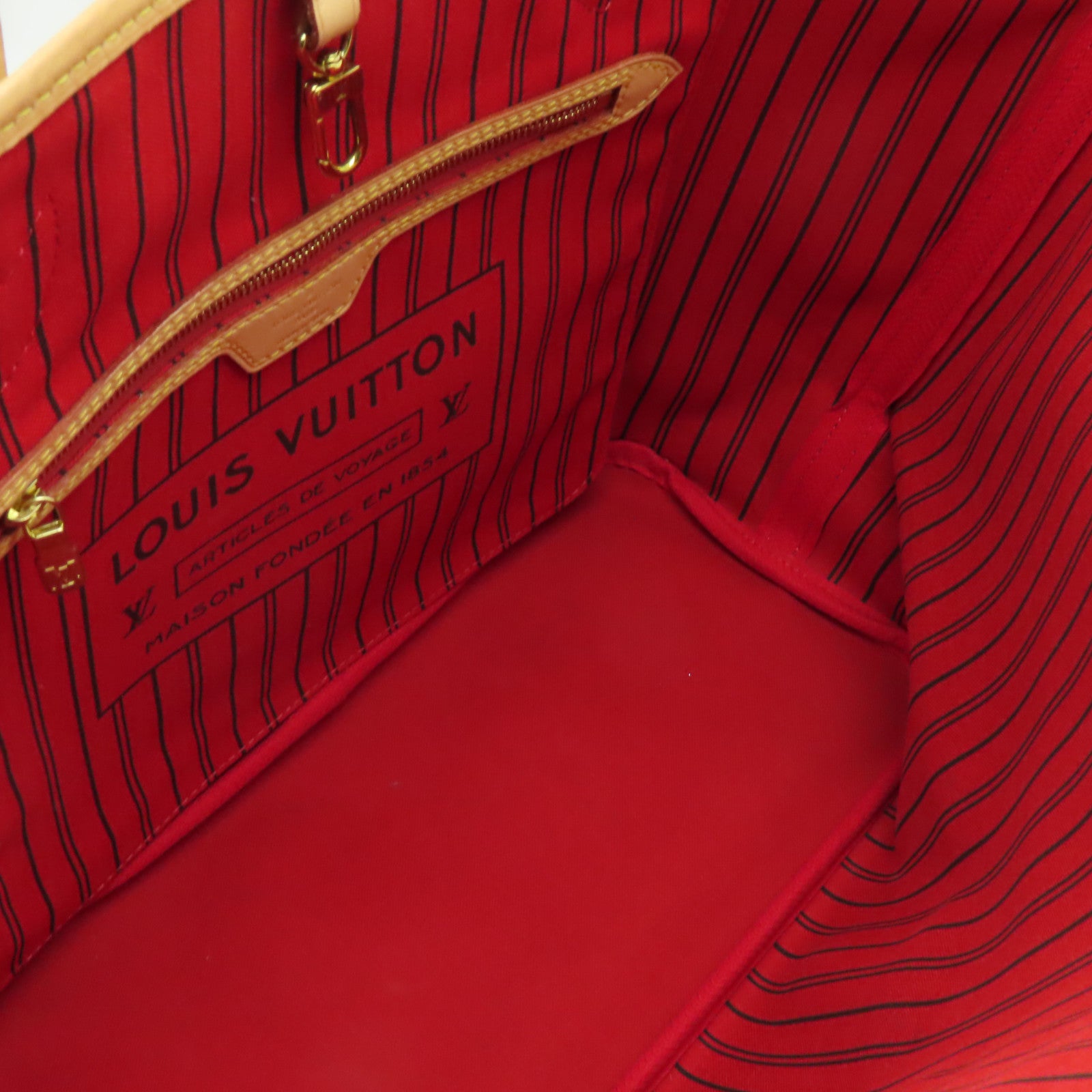 LOUIS VUITTON Monogram Neverfull MM金扣手挽袋啡色