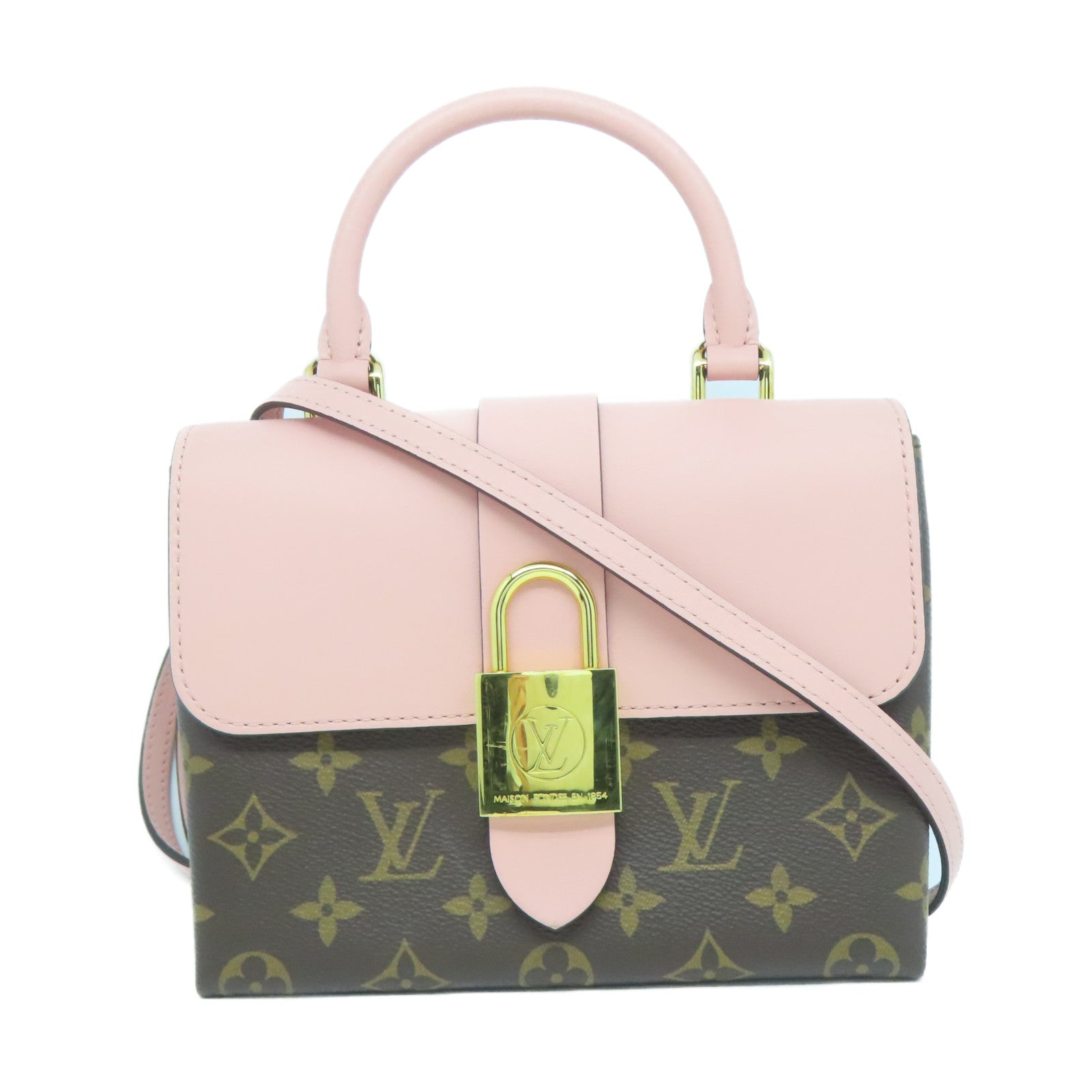 LOUIS VUITTON Monogram Locky BB金扣手挽肩背兩用袋粉紅色/啡色