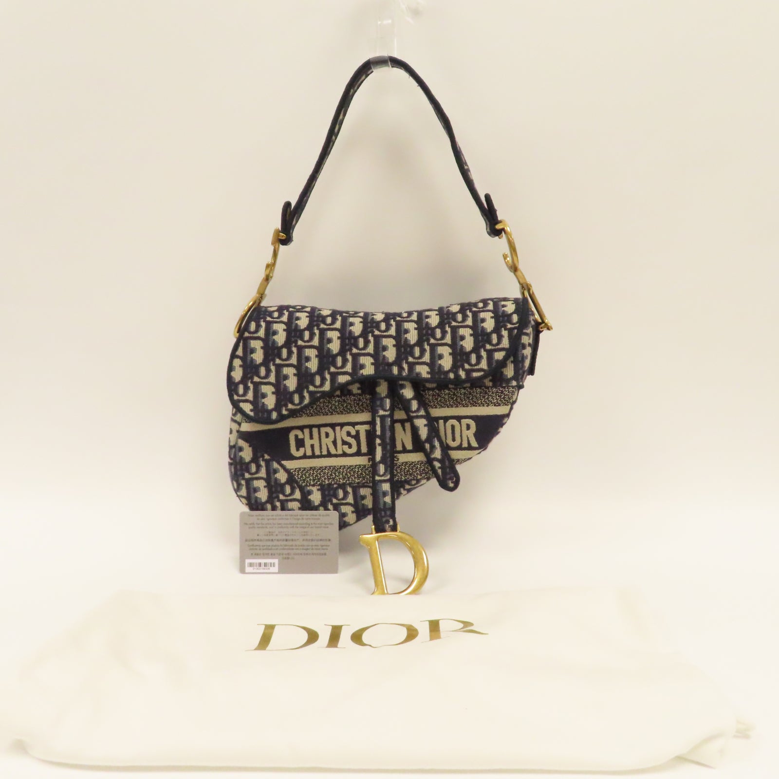 Dior 帆布Saddle金扣肩背袋藍色