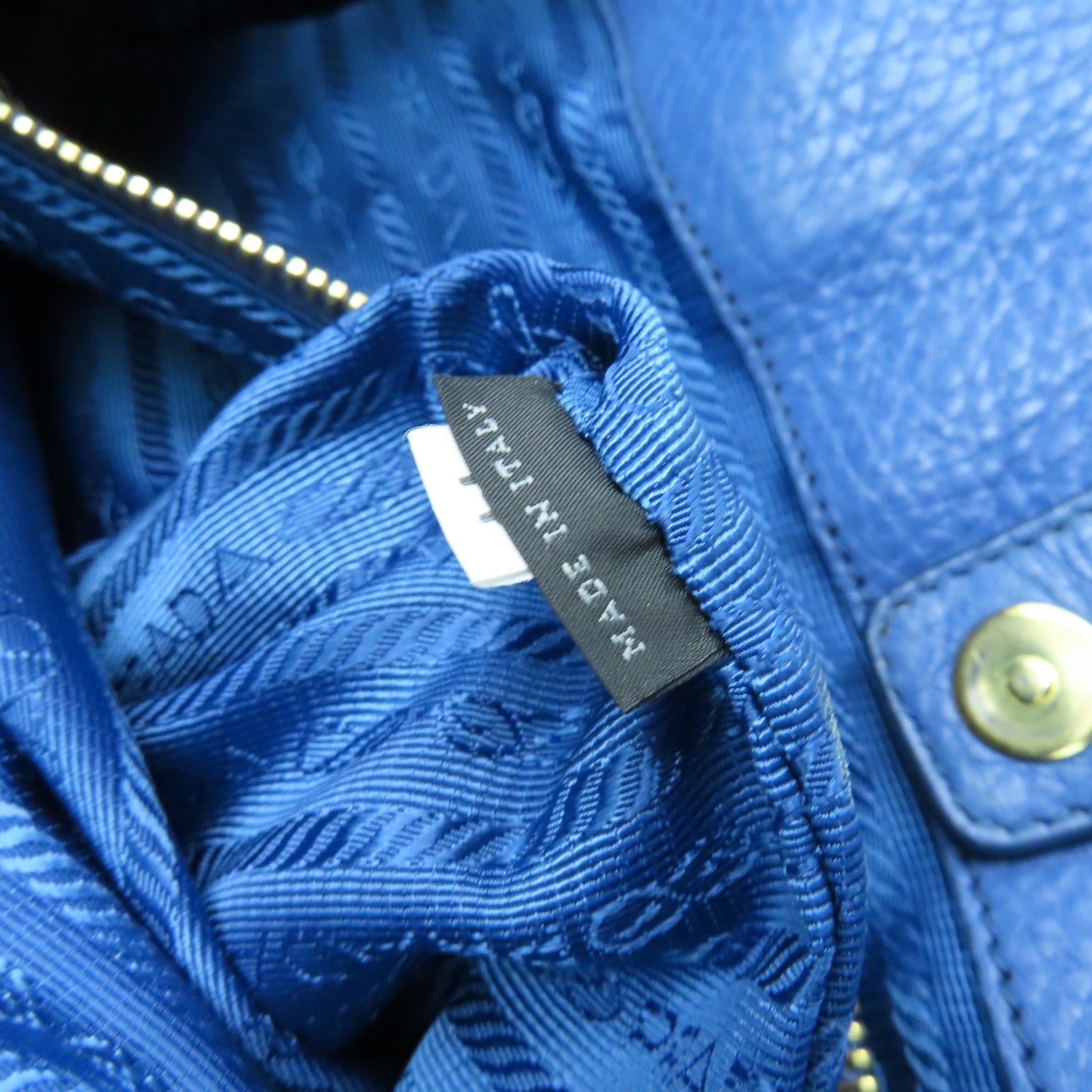 PRADA cowhide leather Shoulder Bag gold buckle handle shoulder bag blue