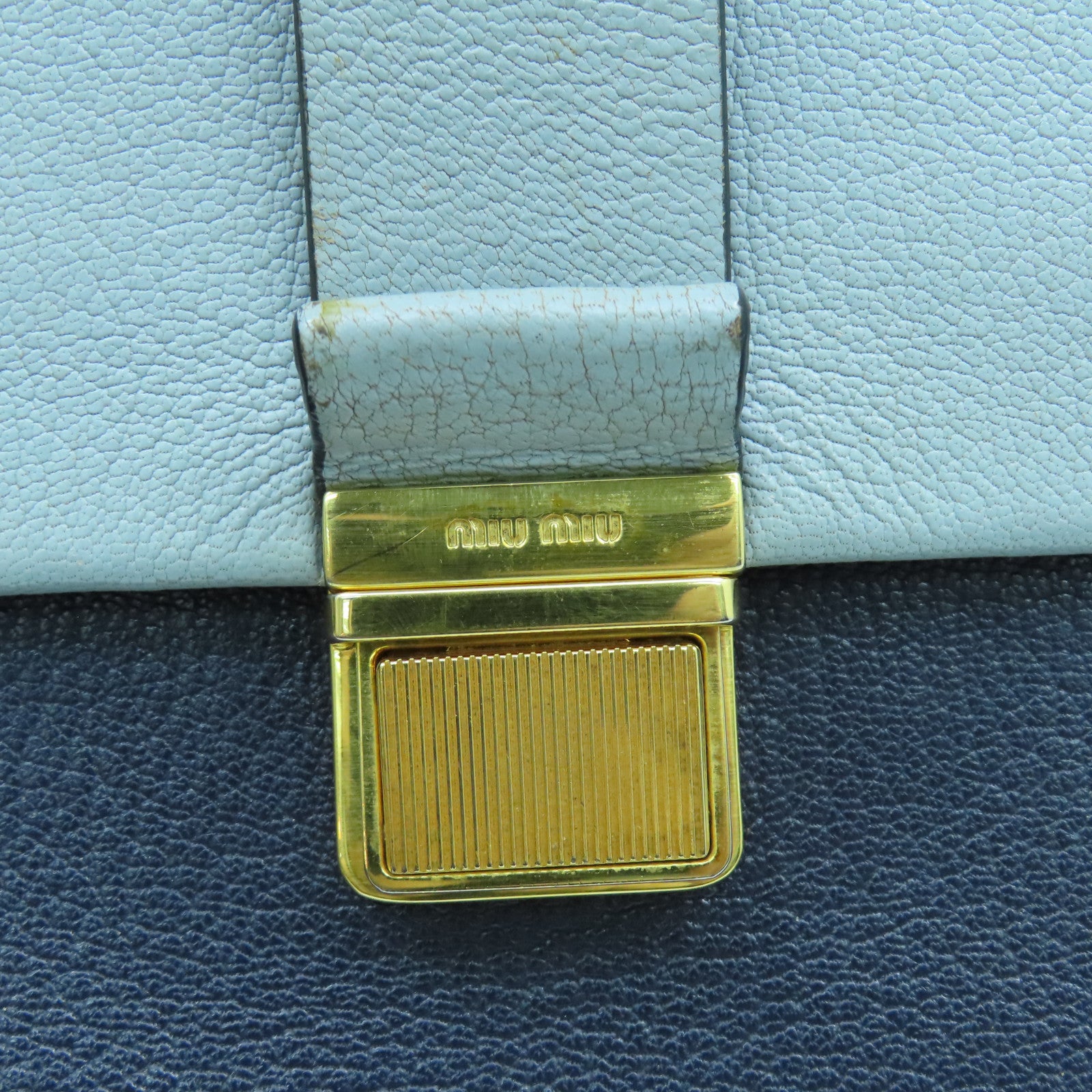 Miu Miu 牛皮皮革Shoulder Bag金扣肩背袋蓝色