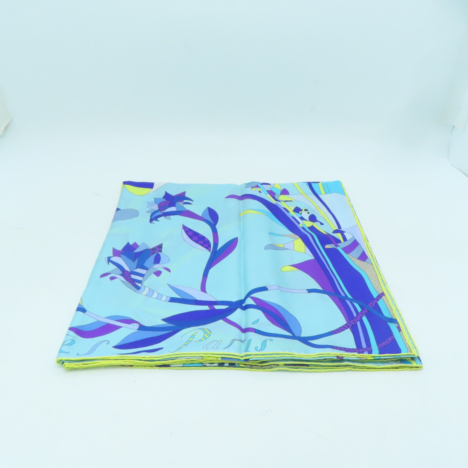 HERMES 絲質Scarf 140x140絲巾藍色/黃色