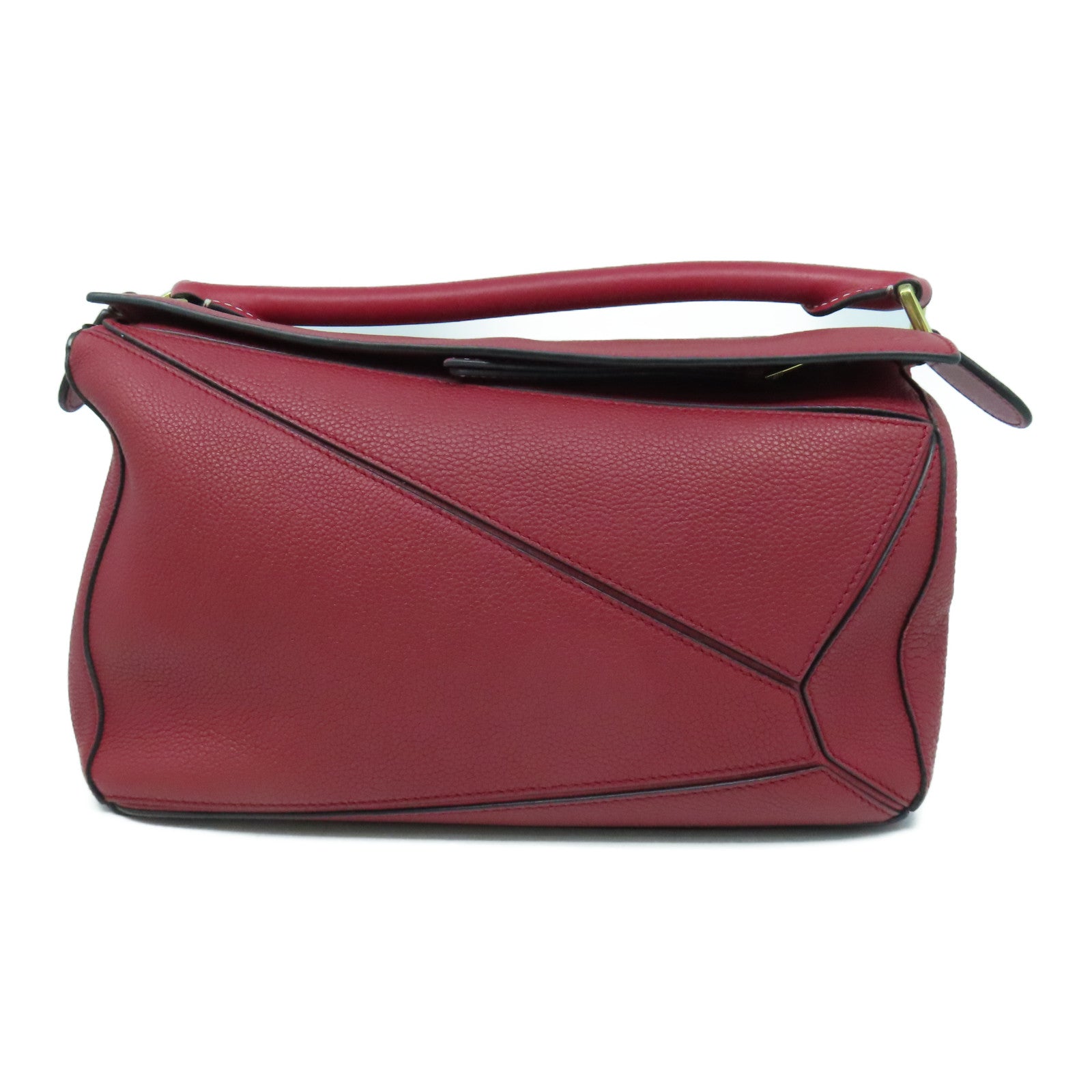 LOEWE 牛皮皮革Puzzle金扣手挽肩背兩用袋紅色