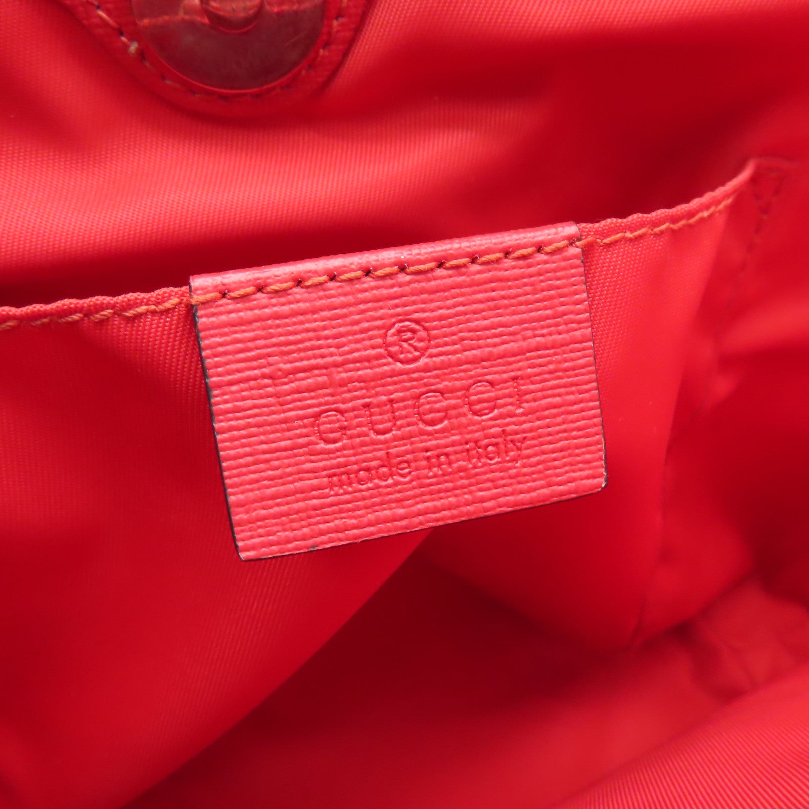GUCCI 塗層帆布Handbag銀扣手挽袋啡色/紅色
