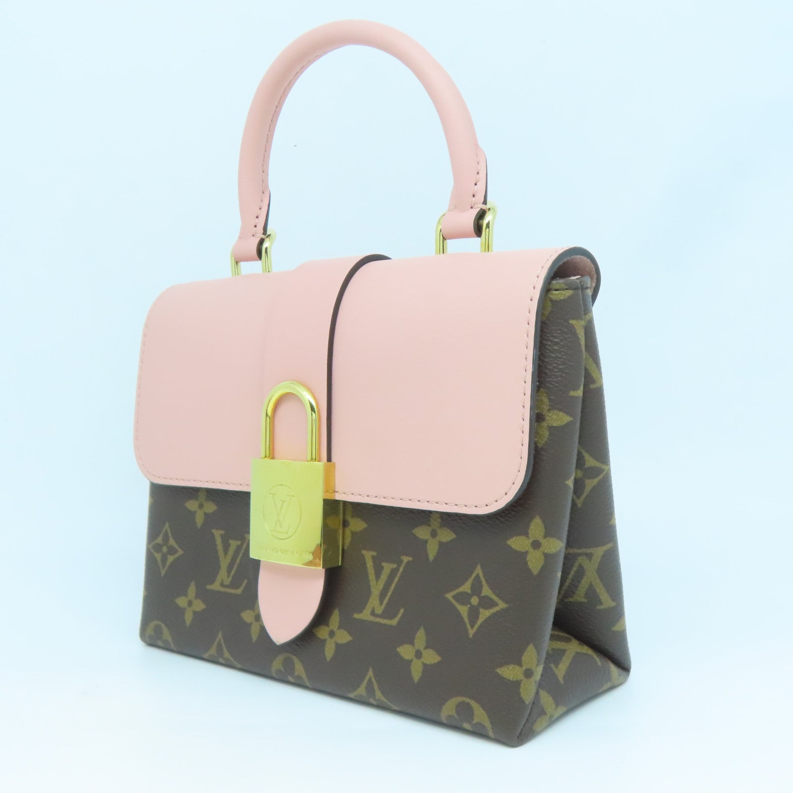 LOUIS VUITTON Monogram Locky BB金扣手挽肩背兩用袋粉紅色/啡色