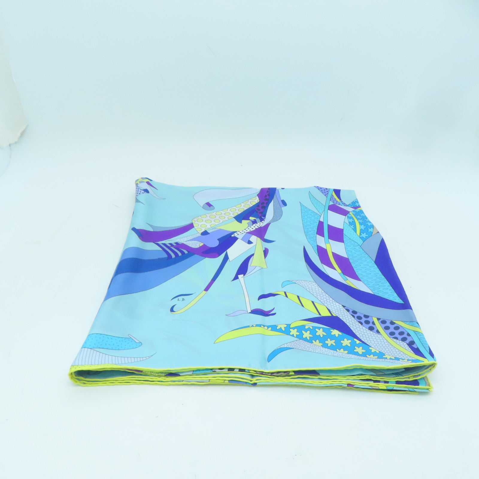 HERMES 絲質Scarf 140x140絲巾藍色/黃色