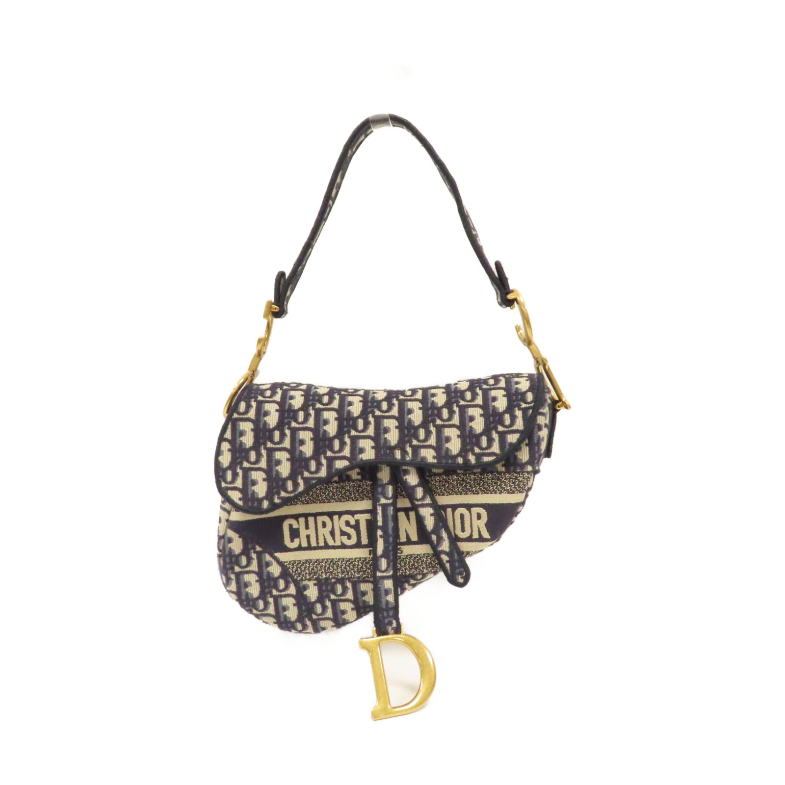 Dior 帆布Saddle金扣肩背袋藍色