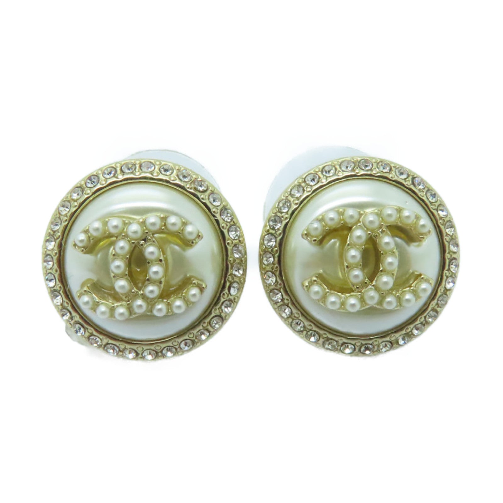 CHANEL PVC/金屬Earrings耳環金色/白色