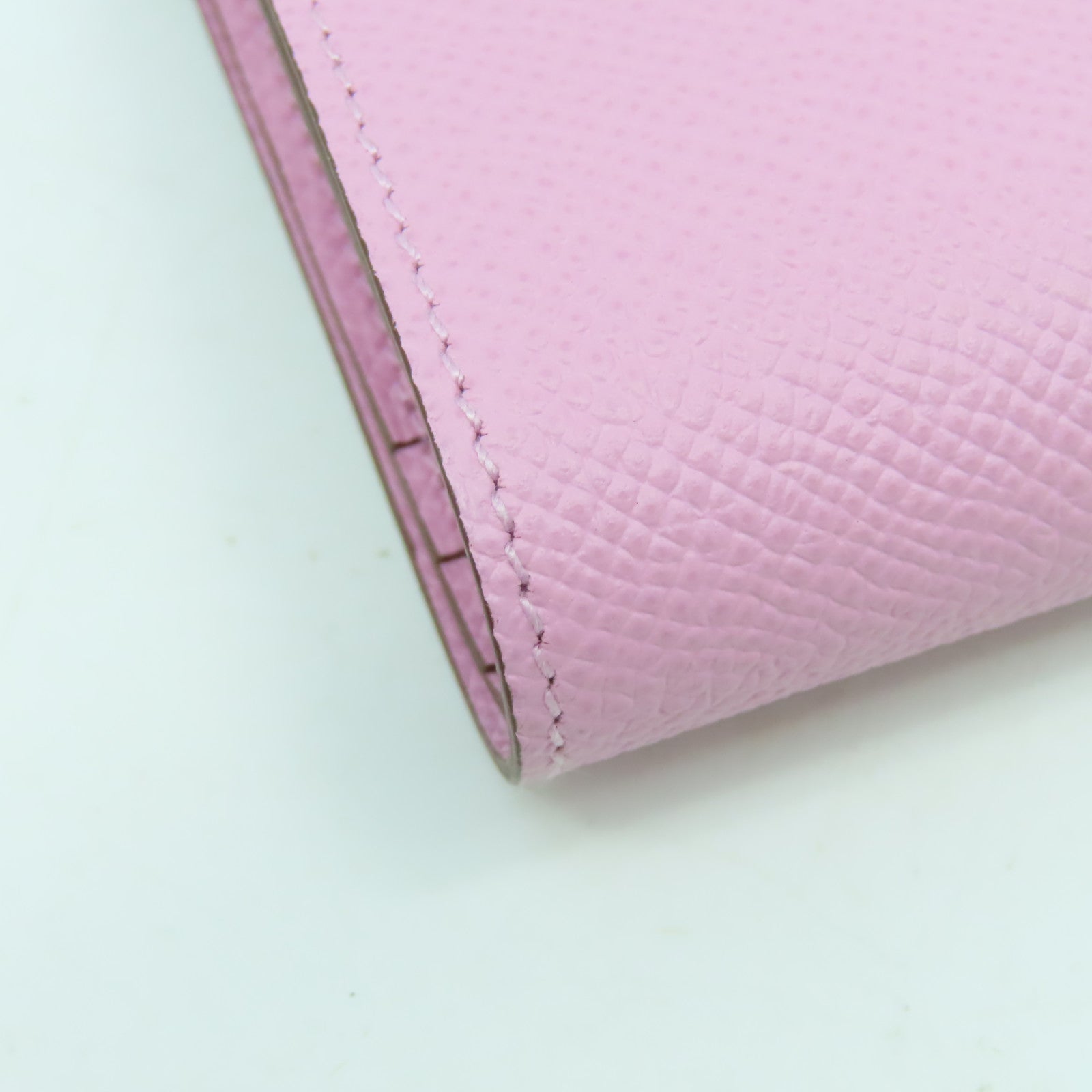 HERMES Togo皮革Bearn Compact銀扣錢包粉紅色