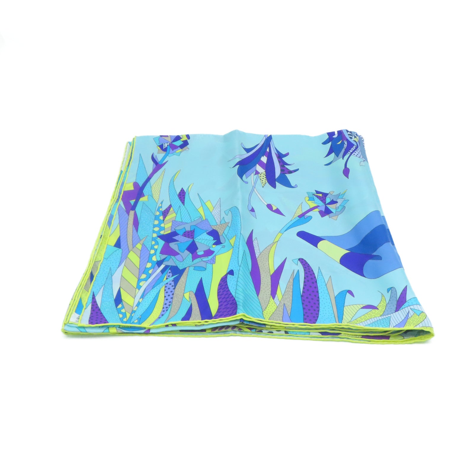 HERMES 絲質Scarf 140x140絲巾藍色/黃色