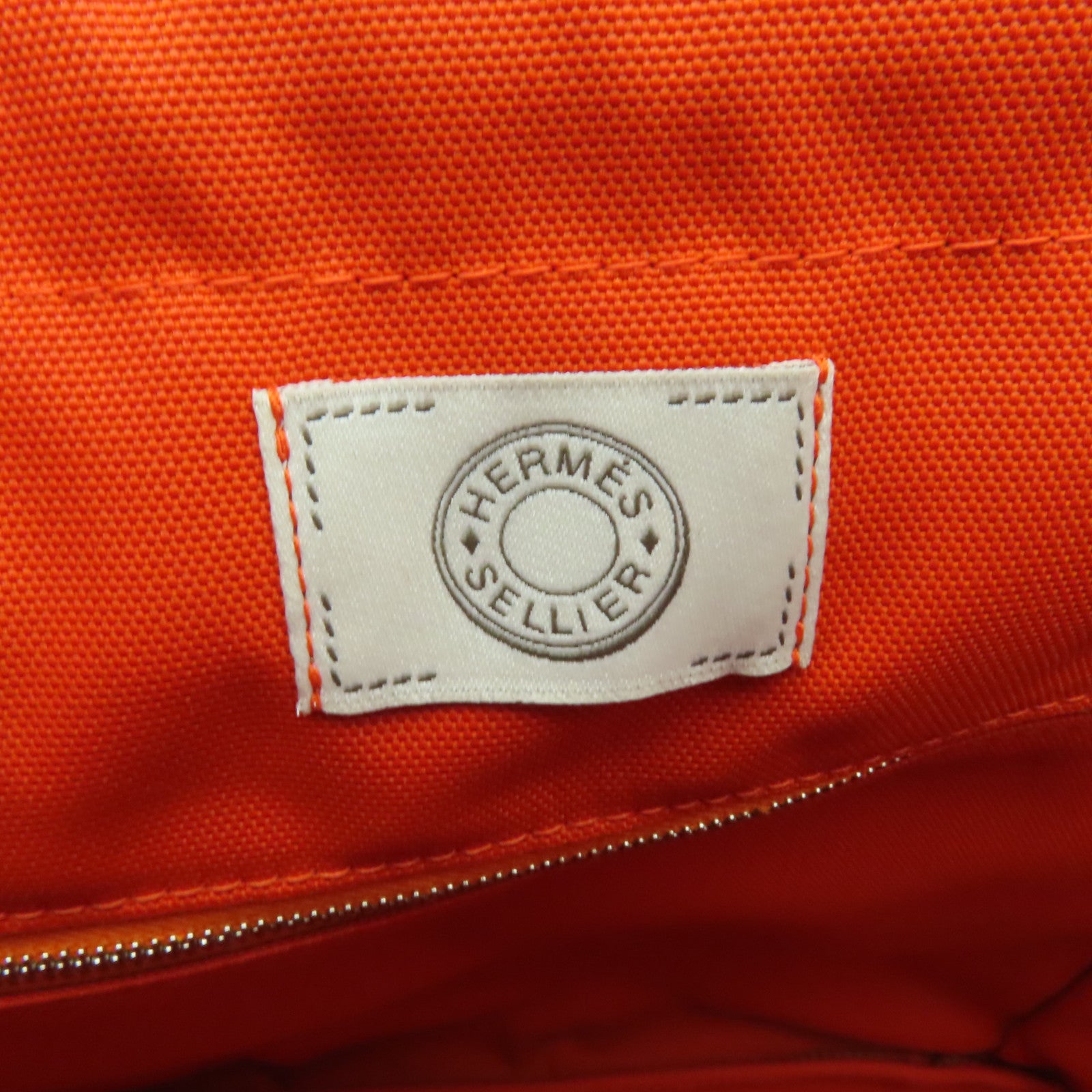 HERMES 帆布Pansage Groom銀扣手挽袋深藍色