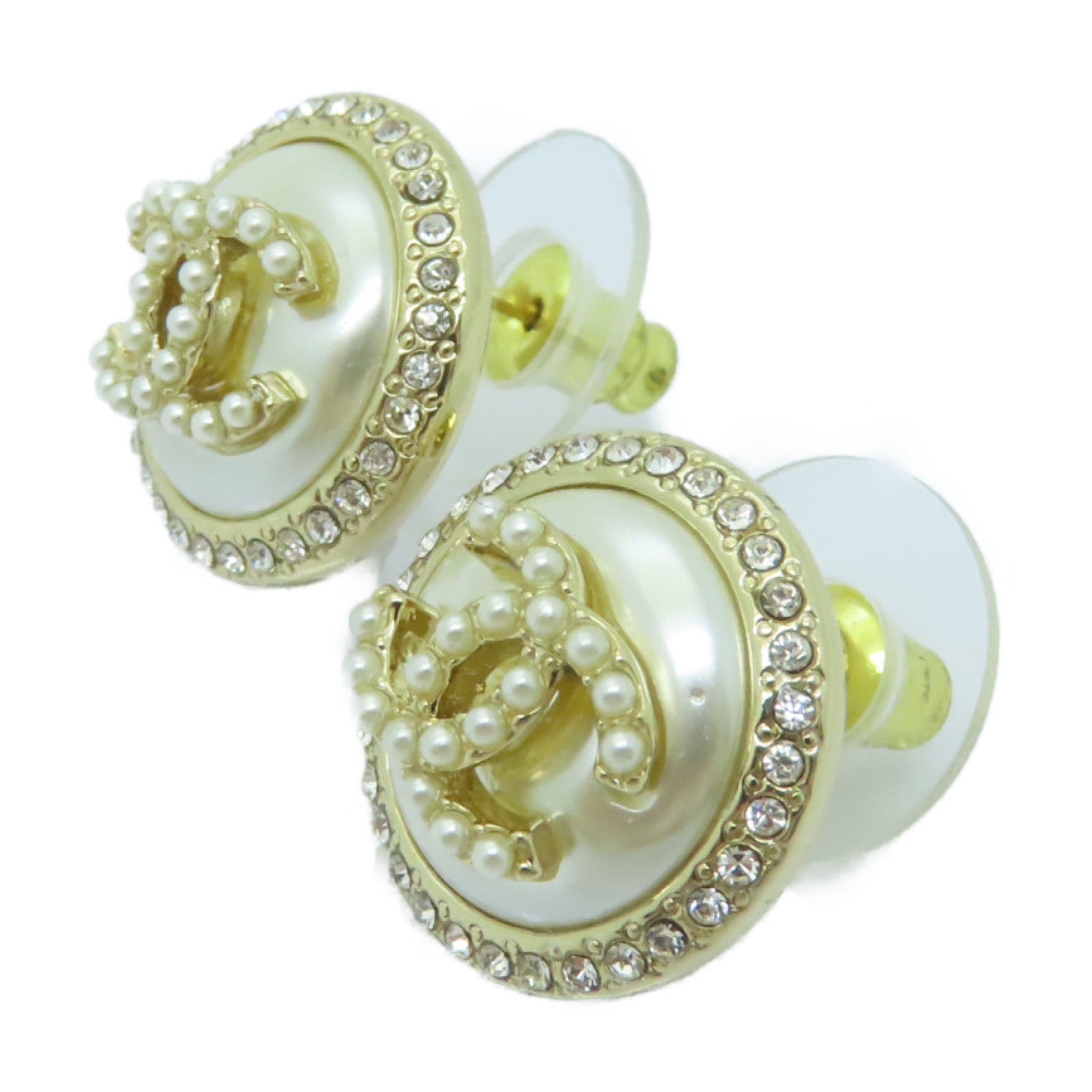 CHANEL PVC/金屬Earrings耳環金色/白色