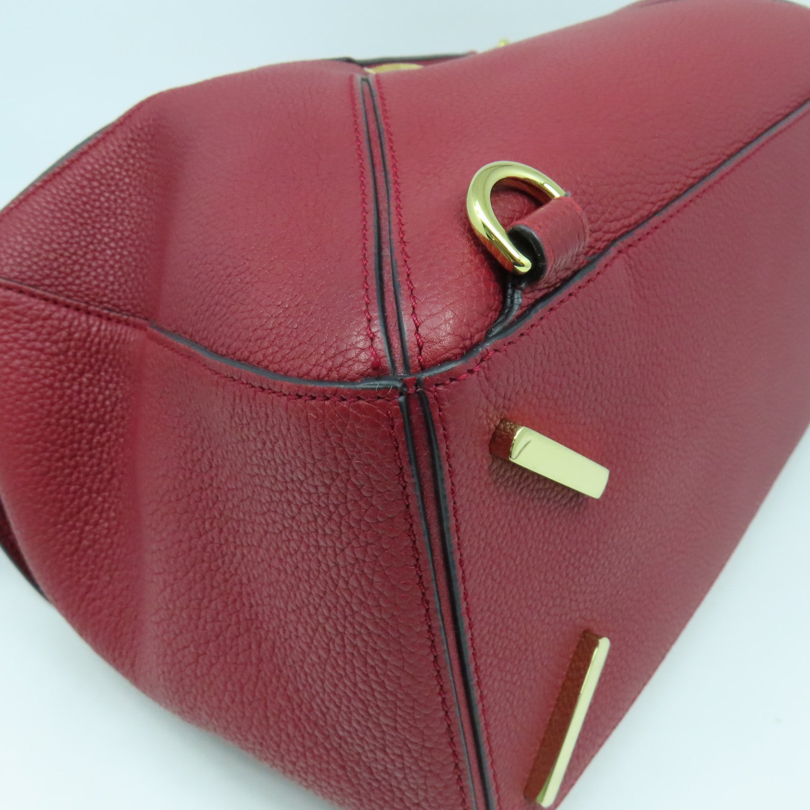 LOEWE 牛皮皮革Puzzle金扣手挽肩背兩用袋紅色