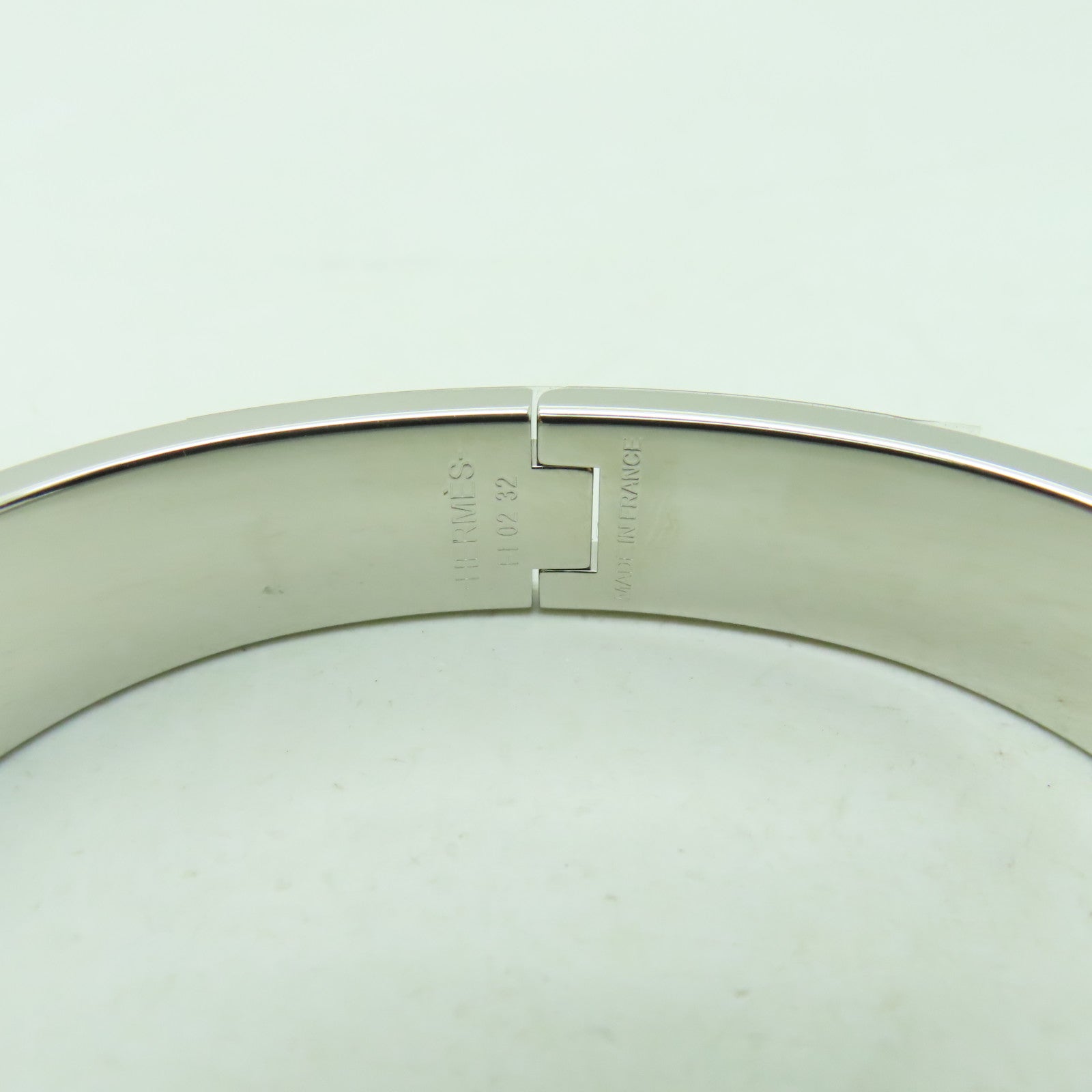 HERMES 金屬/琺瑯Clic H Bracelet銀扣手鐲淺藍色/彩色