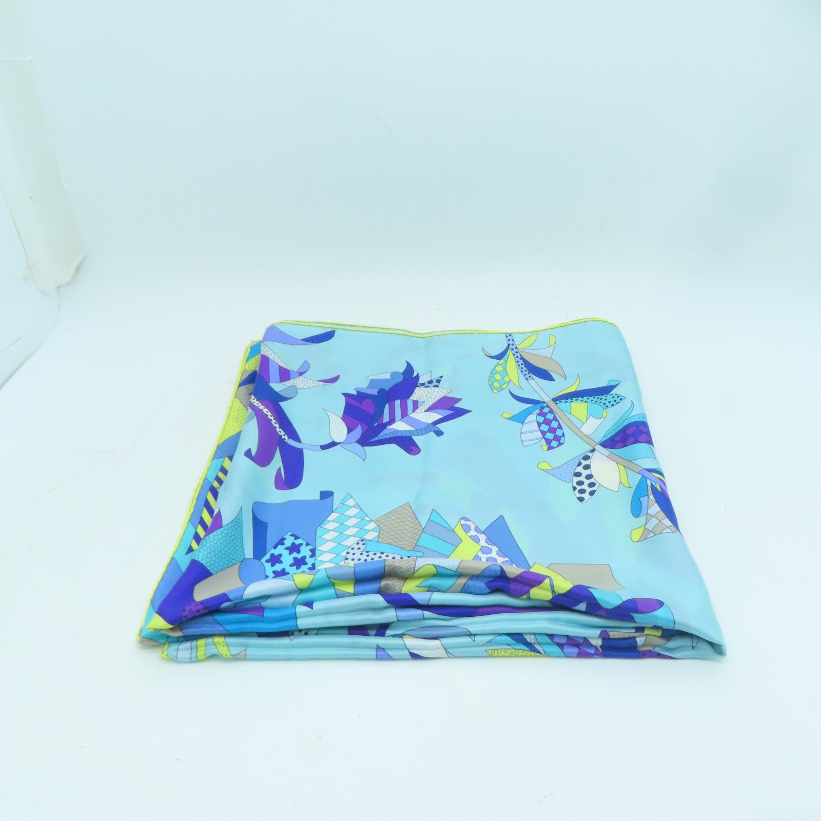 HERMES 絲質Scarf 140x140絲巾藍色/黃色