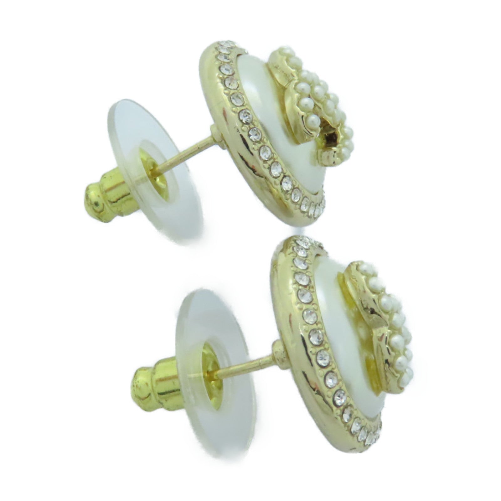 CHANEL PVC/金屬Earrings耳環金色/白色