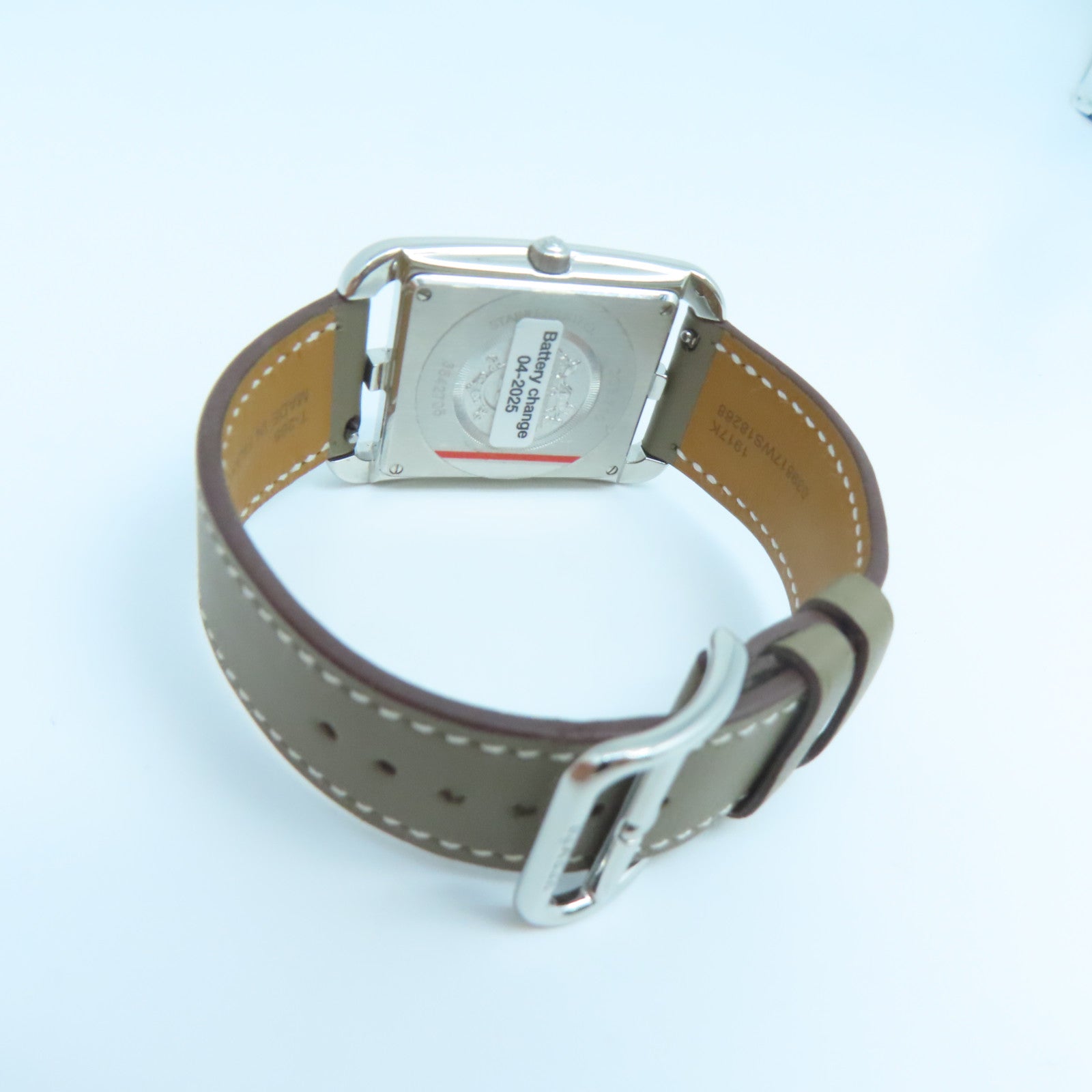 HERMES Cape Cod Watch不鏽鋼/Swift皮革帶手錶石英機芯大象灰