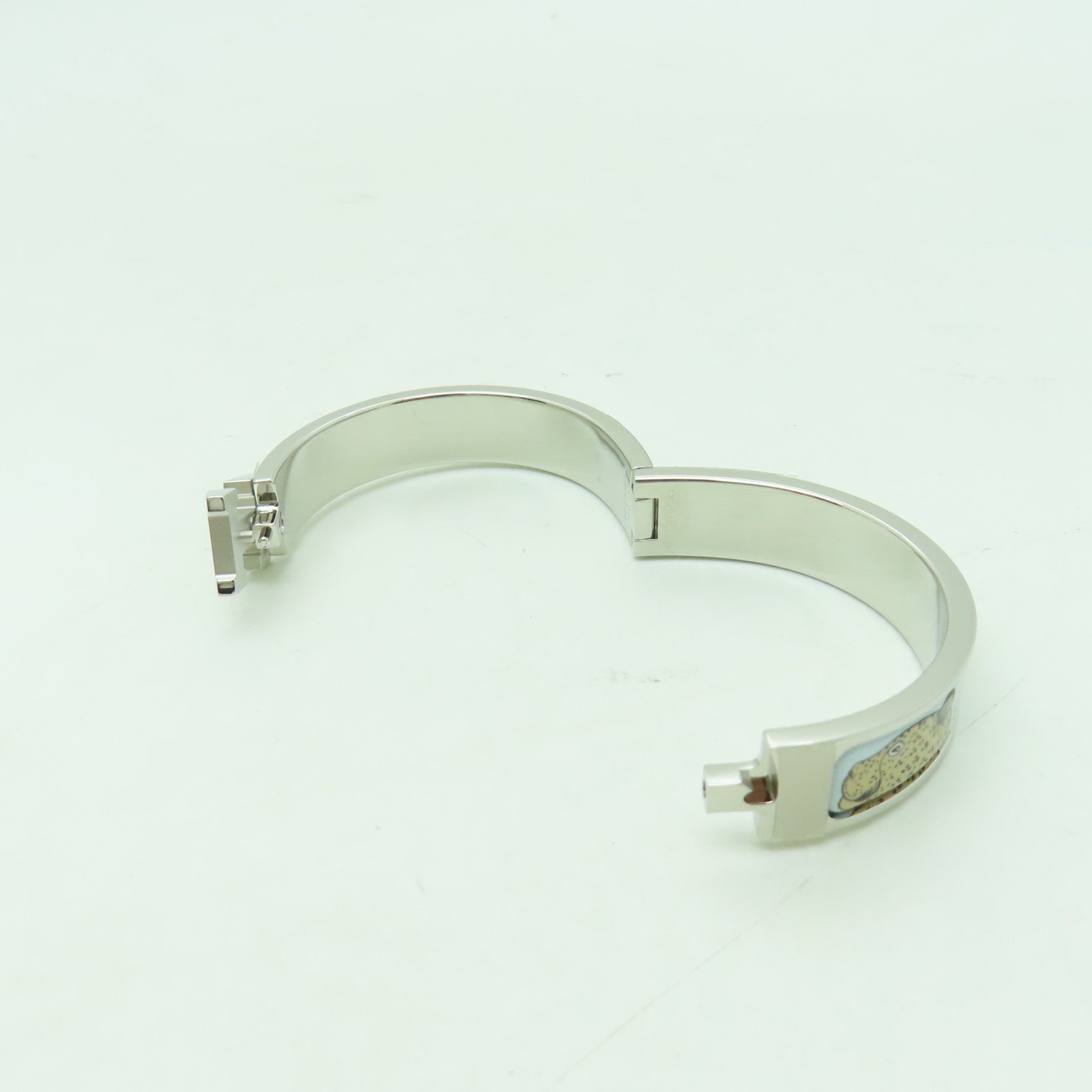 HERMES 金屬/琺瑯Clic H Bracelet銀扣手鐲淺藍色/彩色