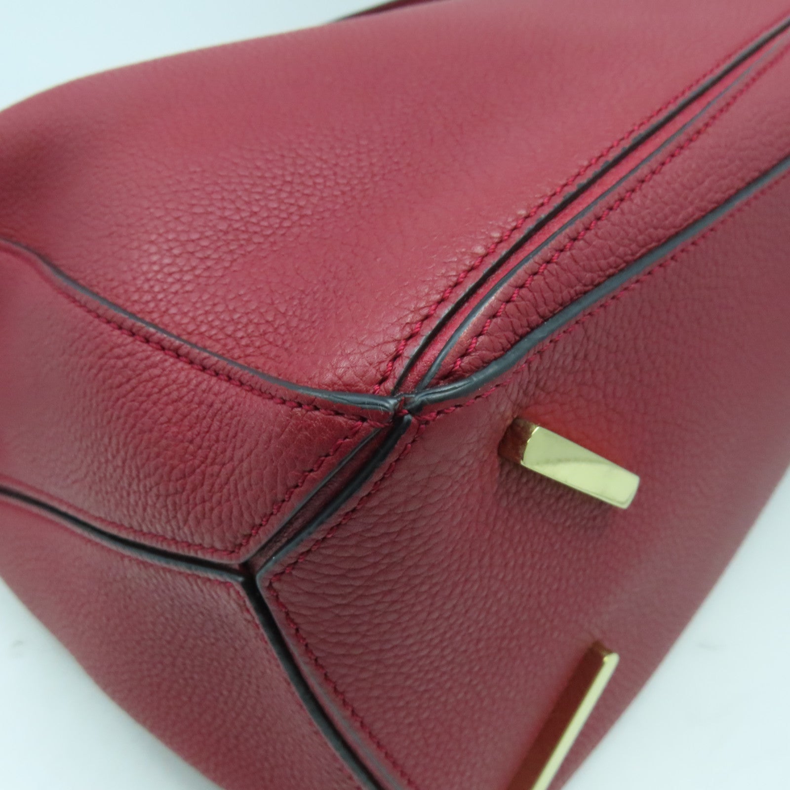 LOEWE 牛皮皮革Puzzle金扣手挽肩背兩用袋紅色