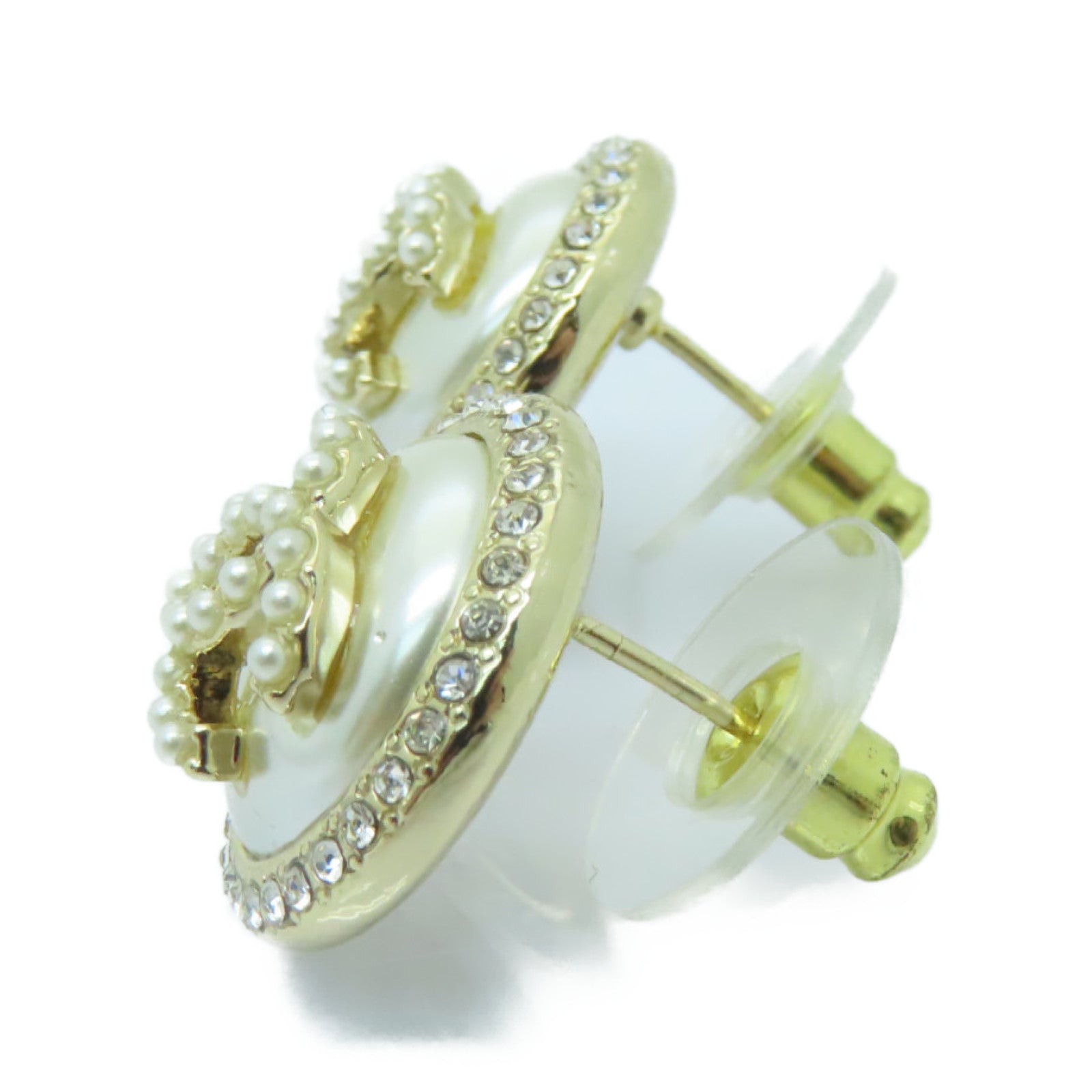 CHANEL PVC/金屬Earrings耳環金色/白色