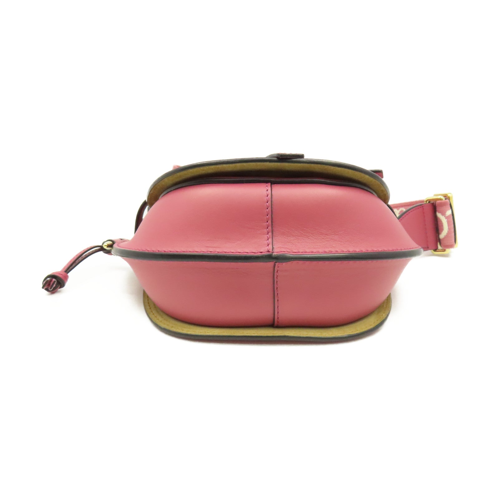LOEWE 牛皮皮革Mini Gate Dual Bag金扣手挽肩背兩用袋粉紅色