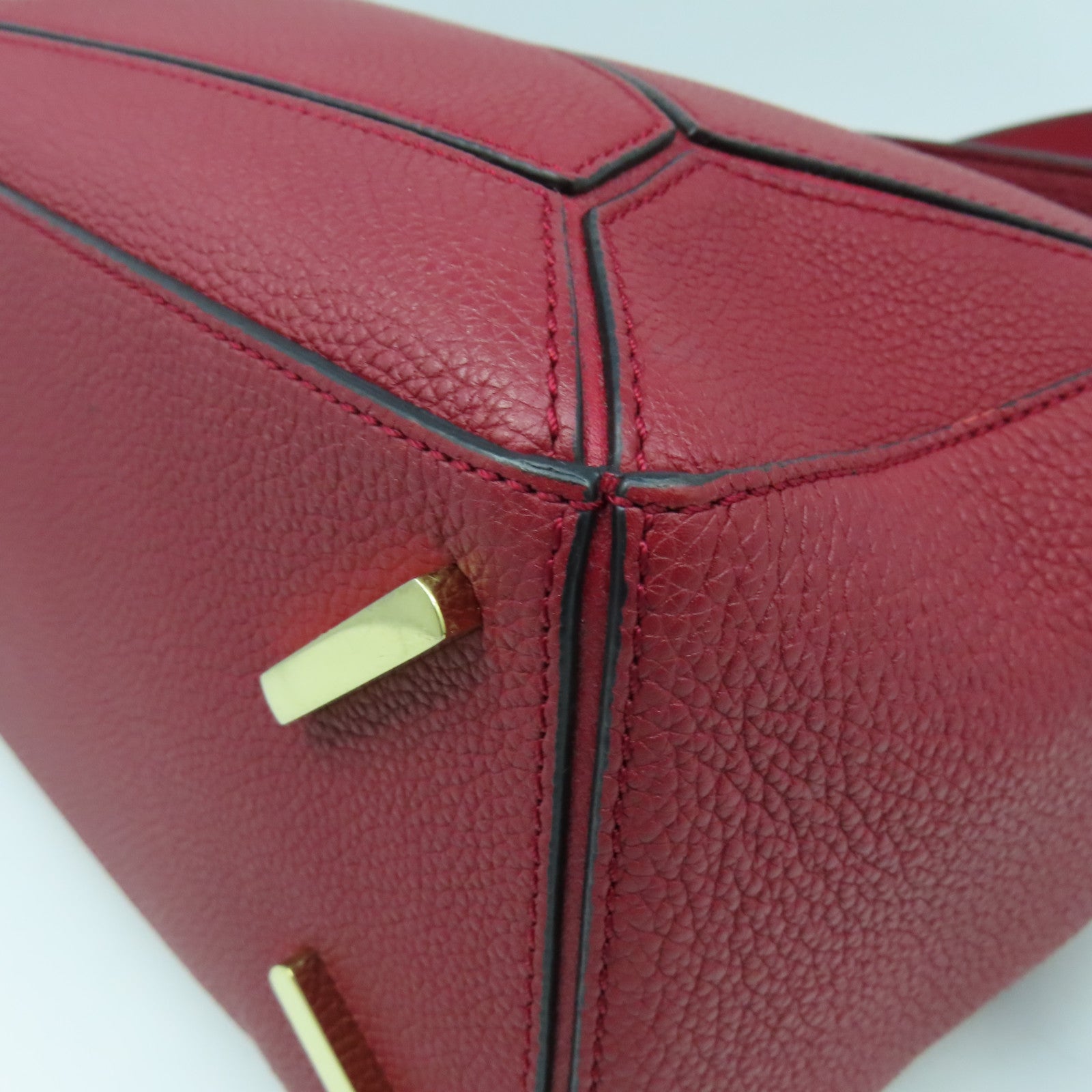 LOEWE 牛皮皮革Puzzle金扣手挽肩背兩用袋紅色