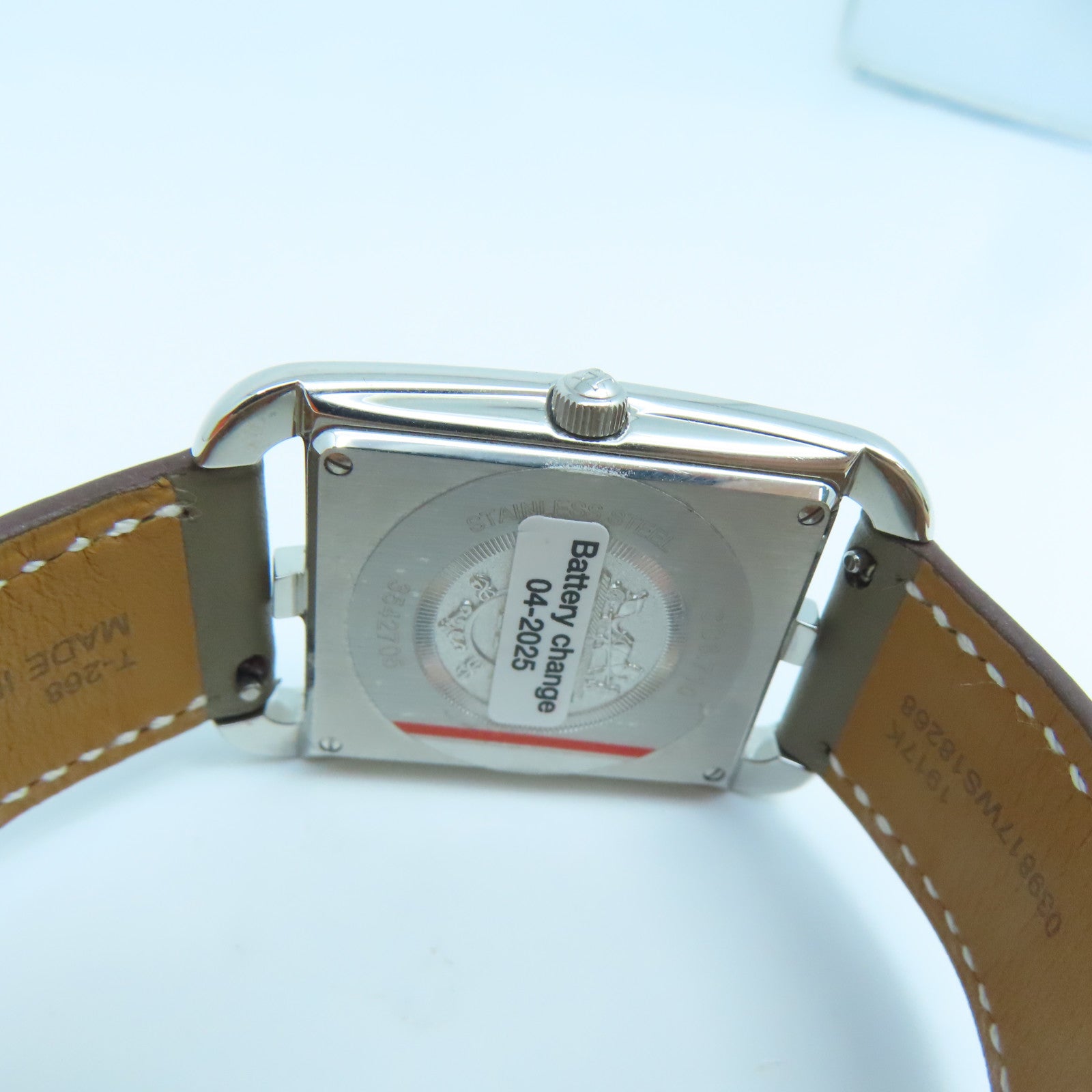 HERMES Cape Cod Watch不鏽鋼/Swift皮革帶手錶石英機芯大象灰