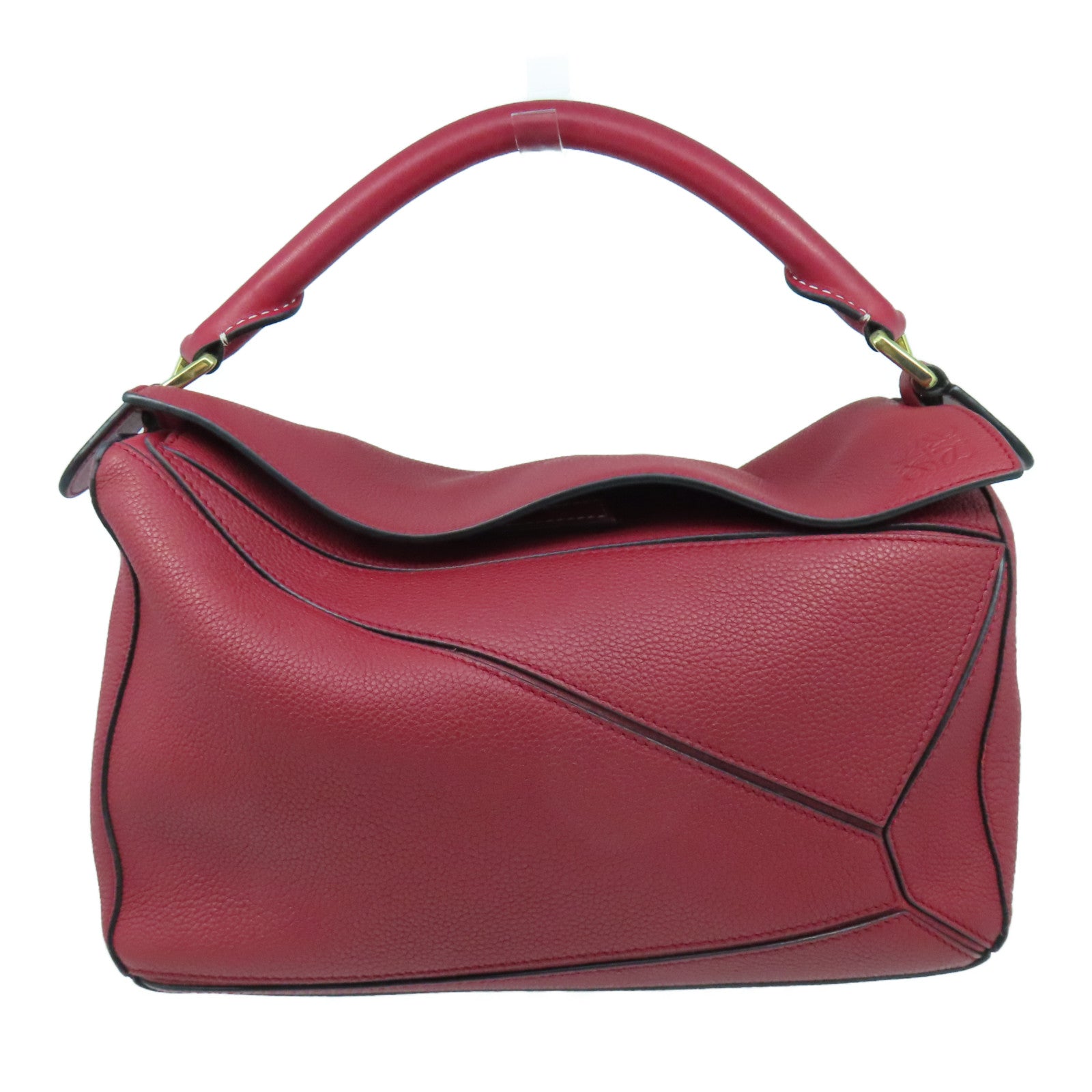 LOEWE 牛皮皮革Puzzle金扣手挽肩背兩用袋紅色