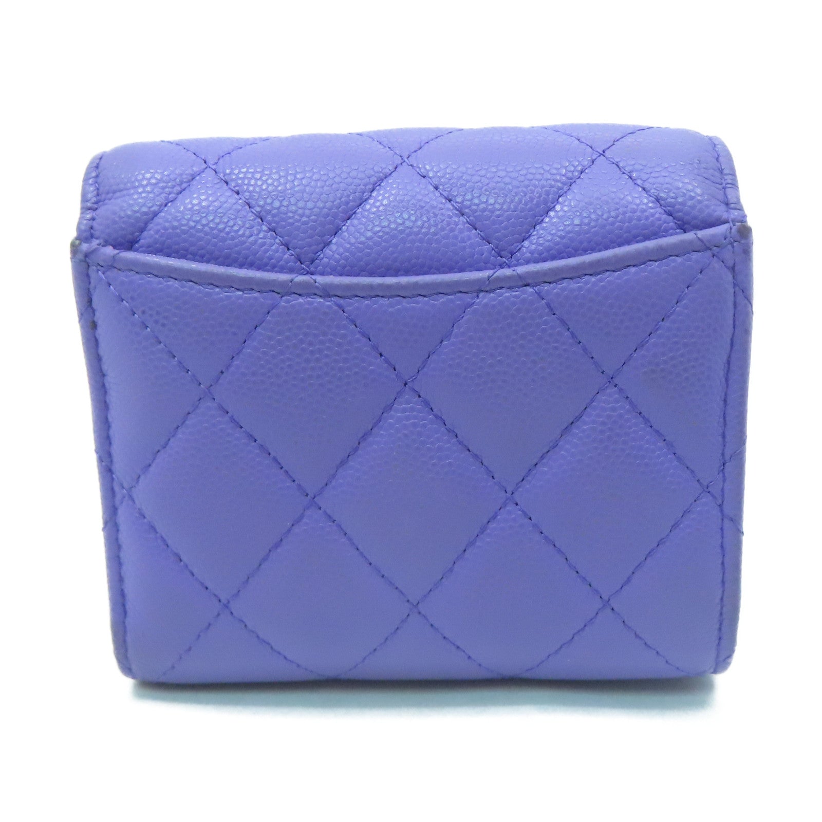CHANEL 菱格Caviar皮革Wallet金扣錢包紫色