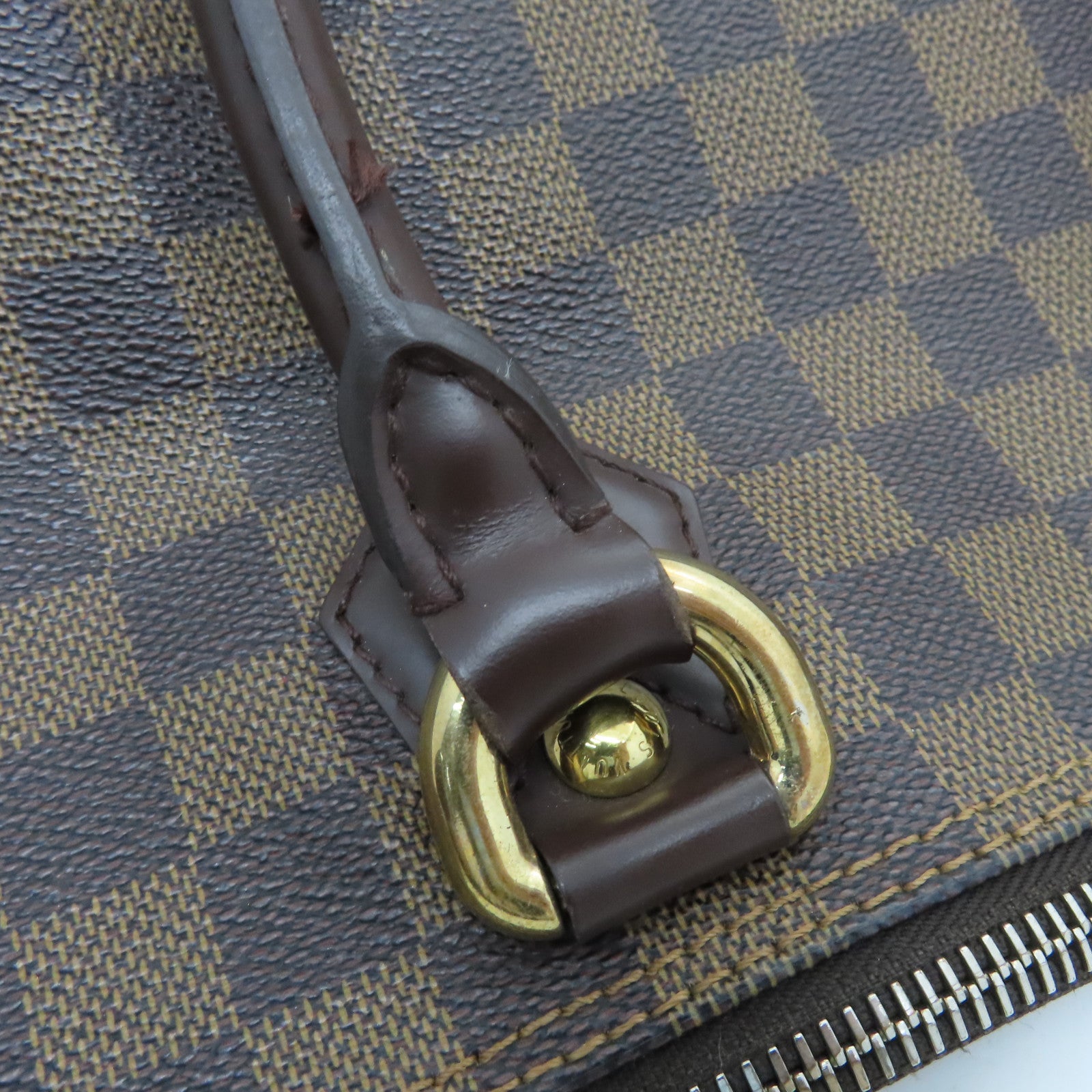 LOUIS VUITTON Damier Saleya PM金扣手挽袋啡色