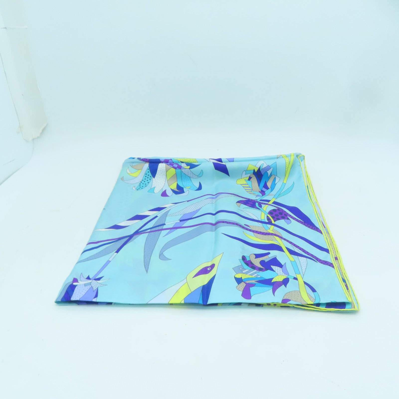 HERMES 絲質Scarf 140x140絲巾藍色/黃色