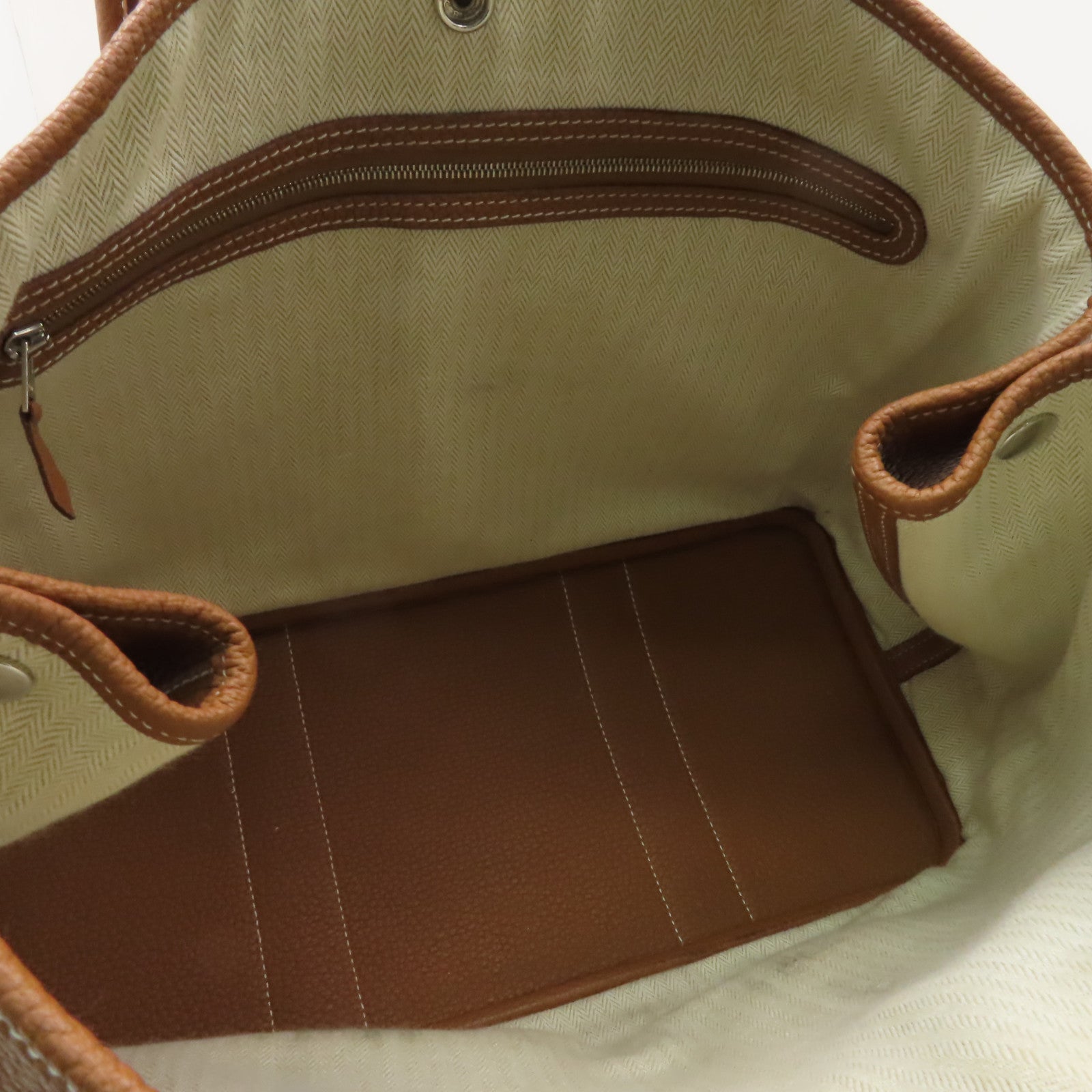 HERMES Negonda皮革Garden Party PM銀扣手挽袋啡色
