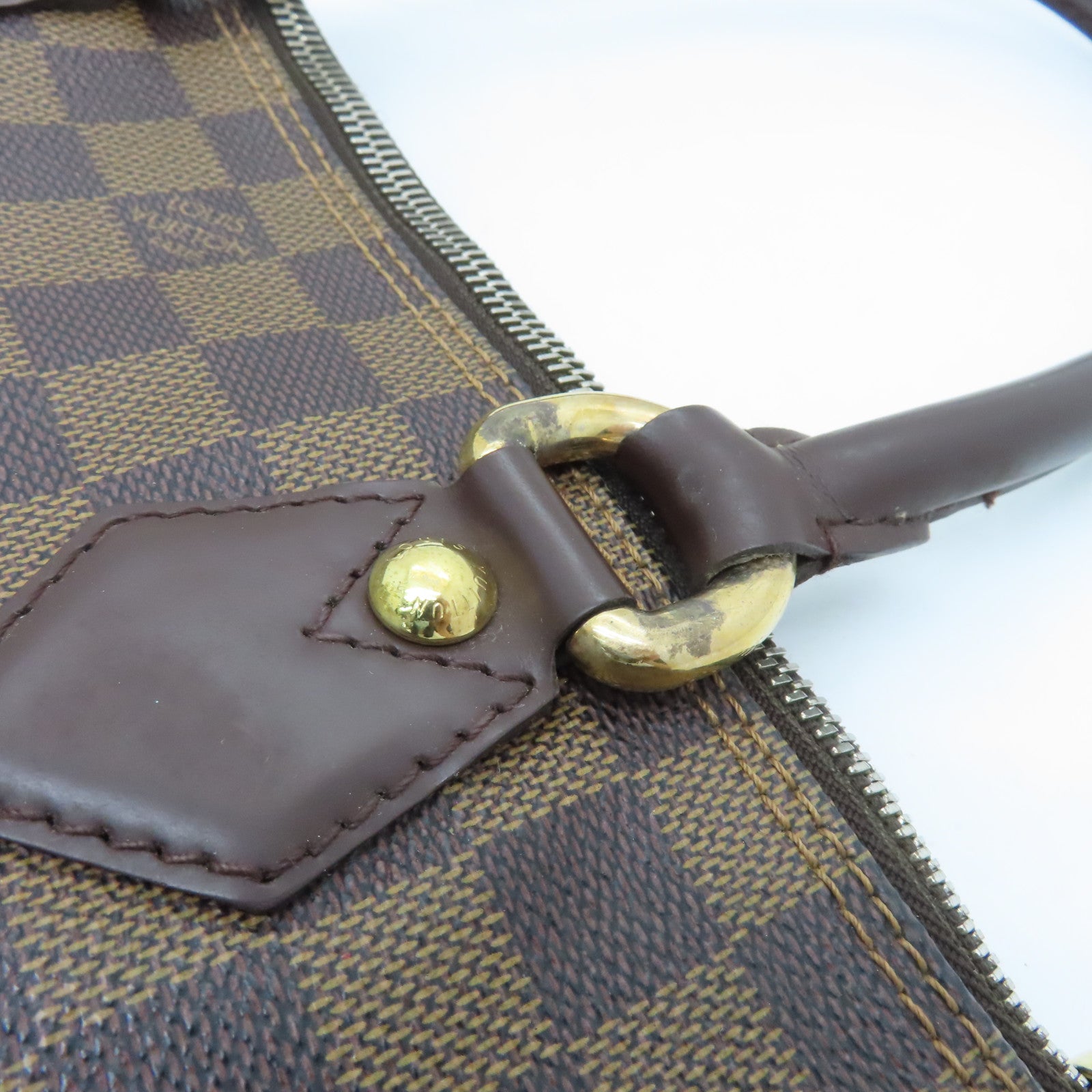 LOUIS VUITTON Damier Saleya PM金扣手挽袋啡色