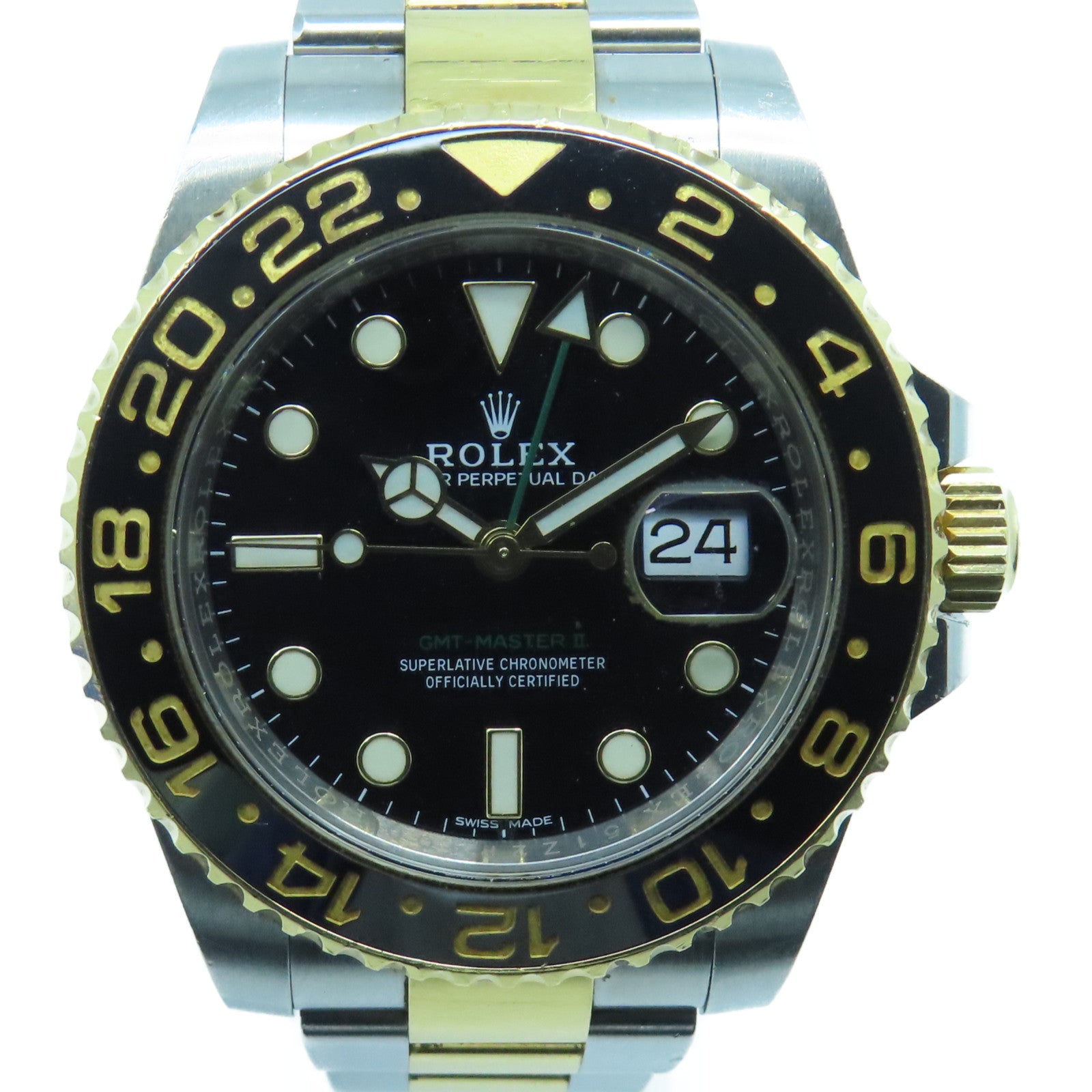 ROLEX GMT MasterⅡ18K黃金/不鏽鋼手錶自動機芯黑色/金色/銀色