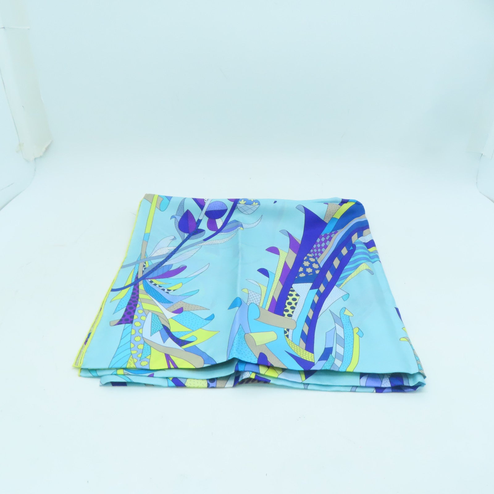 HERMES 絲質Scarf 140x140絲巾藍色/黃色