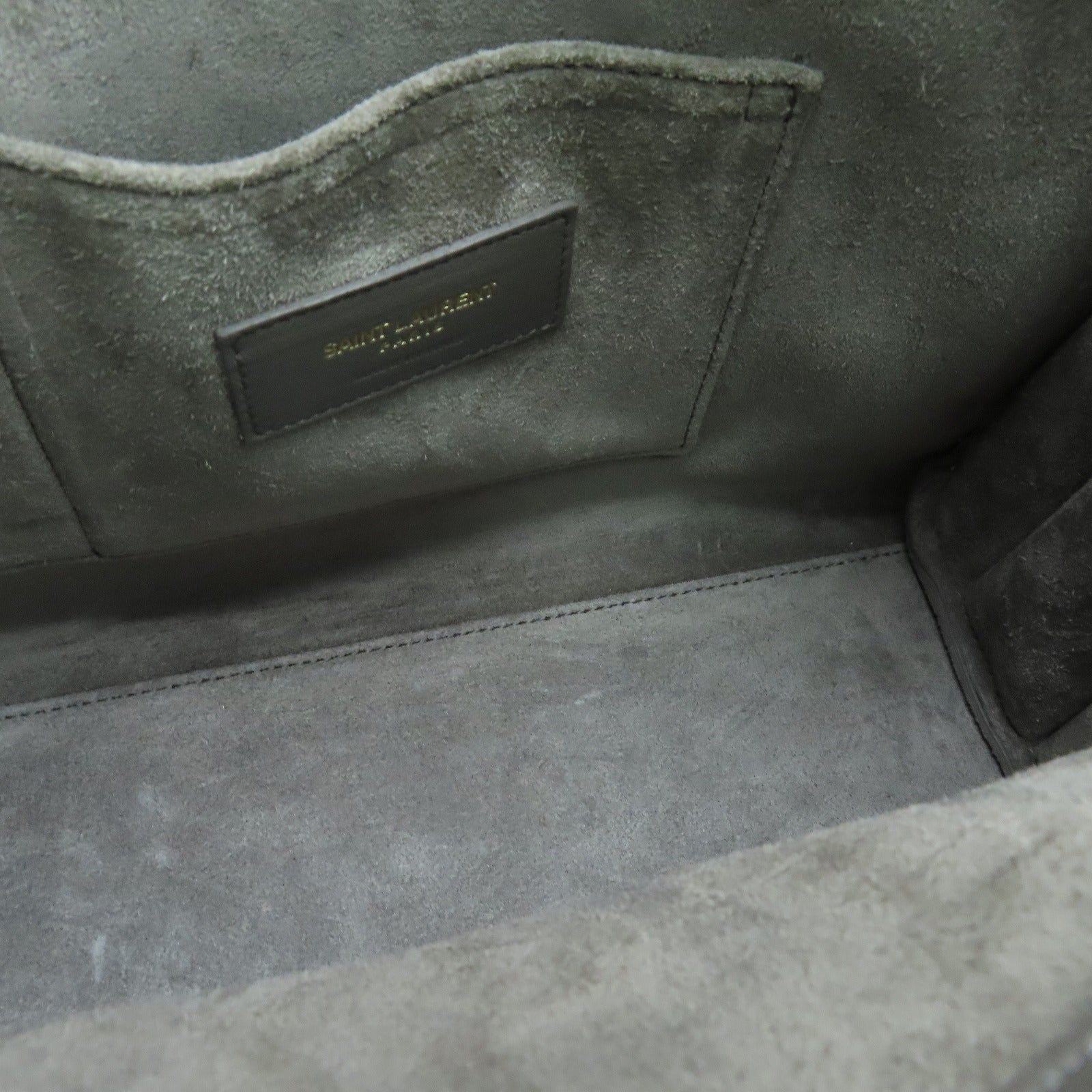 SAINT LAURENT 牛皮皮革Sac De Jour金扣手挽肩背兩用袋灰色