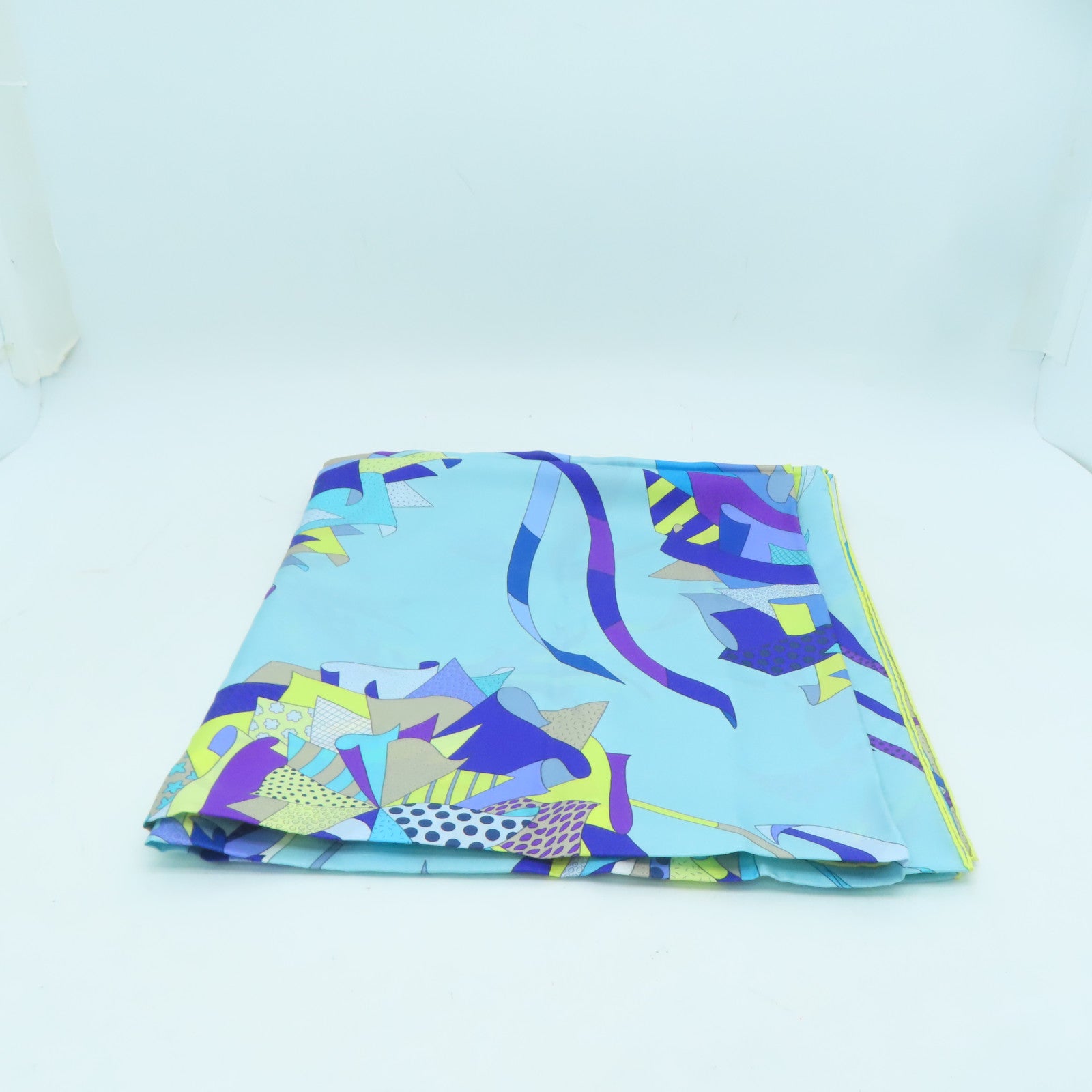 HERMES 絲質Scarf 140x140絲巾藍色/黃色