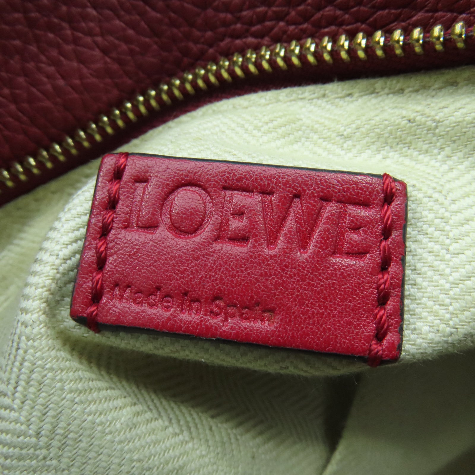 LOEWE 牛皮皮革Puzzle金扣手挽肩背兩用袋紅色